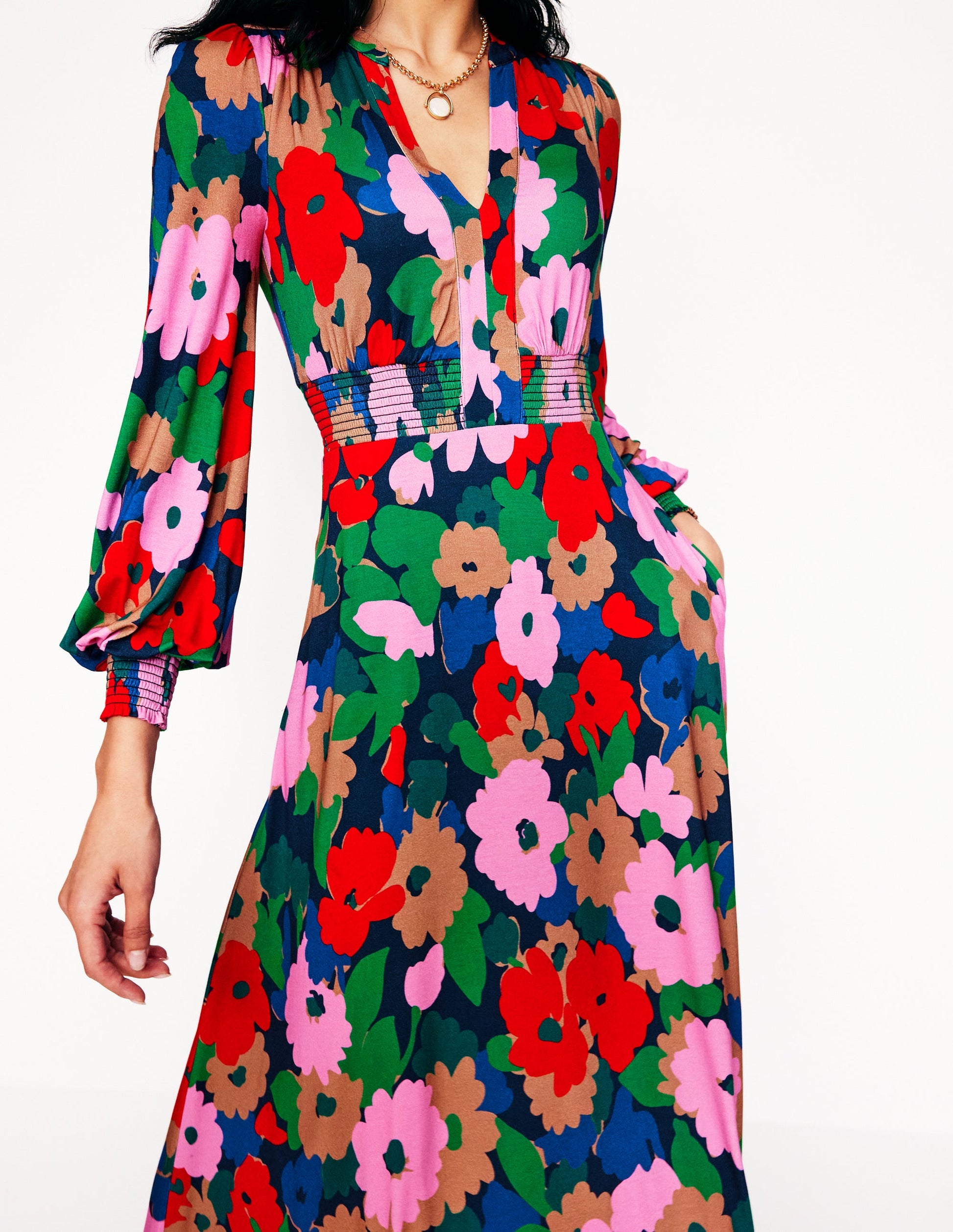 Georgia Jersey Midi Dress-Multi, Painterly Meadow-2