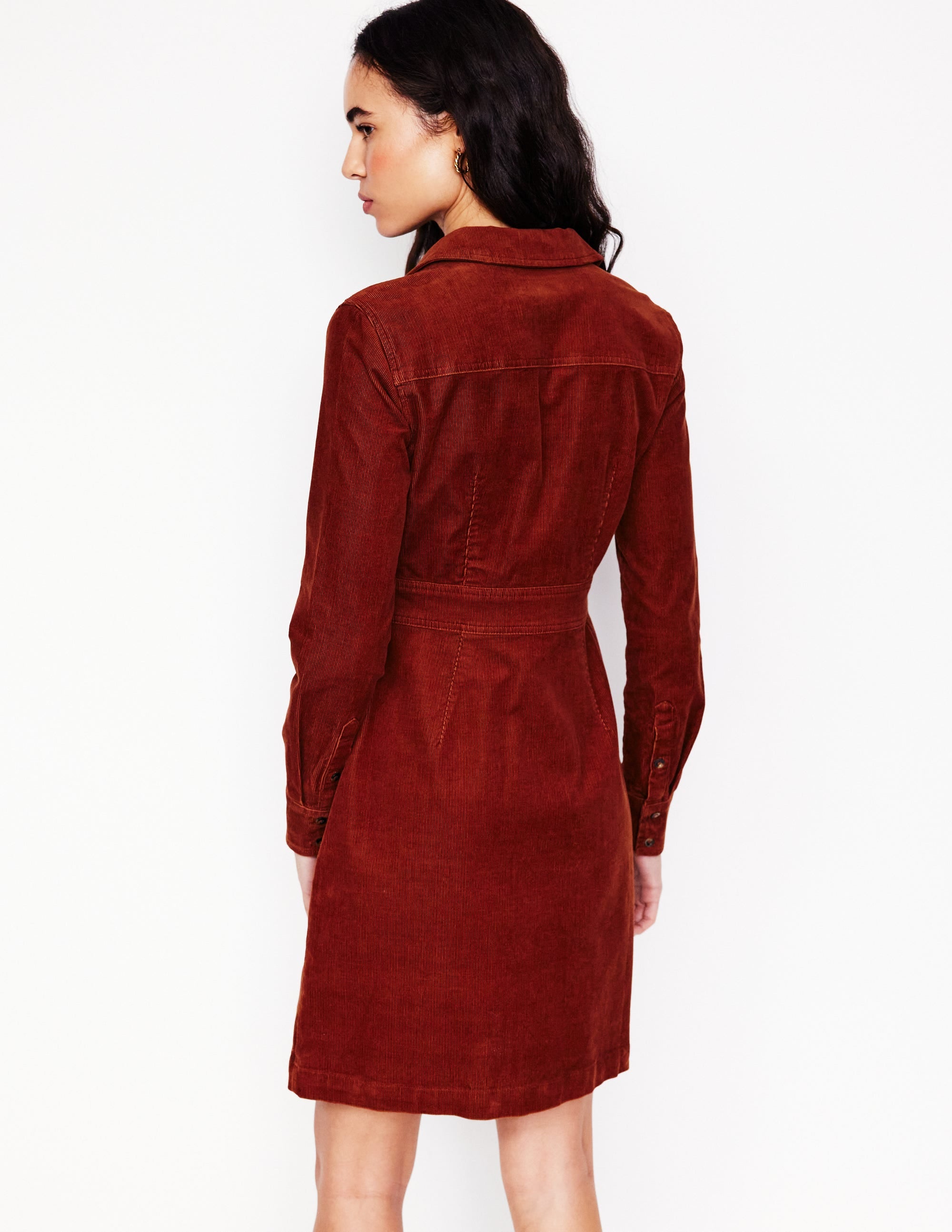 Flora Hemdblusenkleid aus Cord-Schokoladenbraun - Image 3