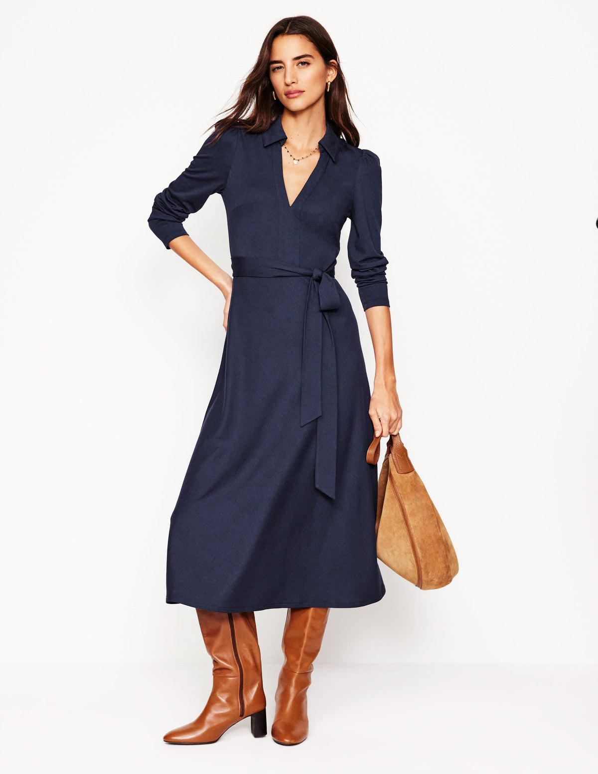 Imogen Jerseykleid mit Kragen-Marineblau-2