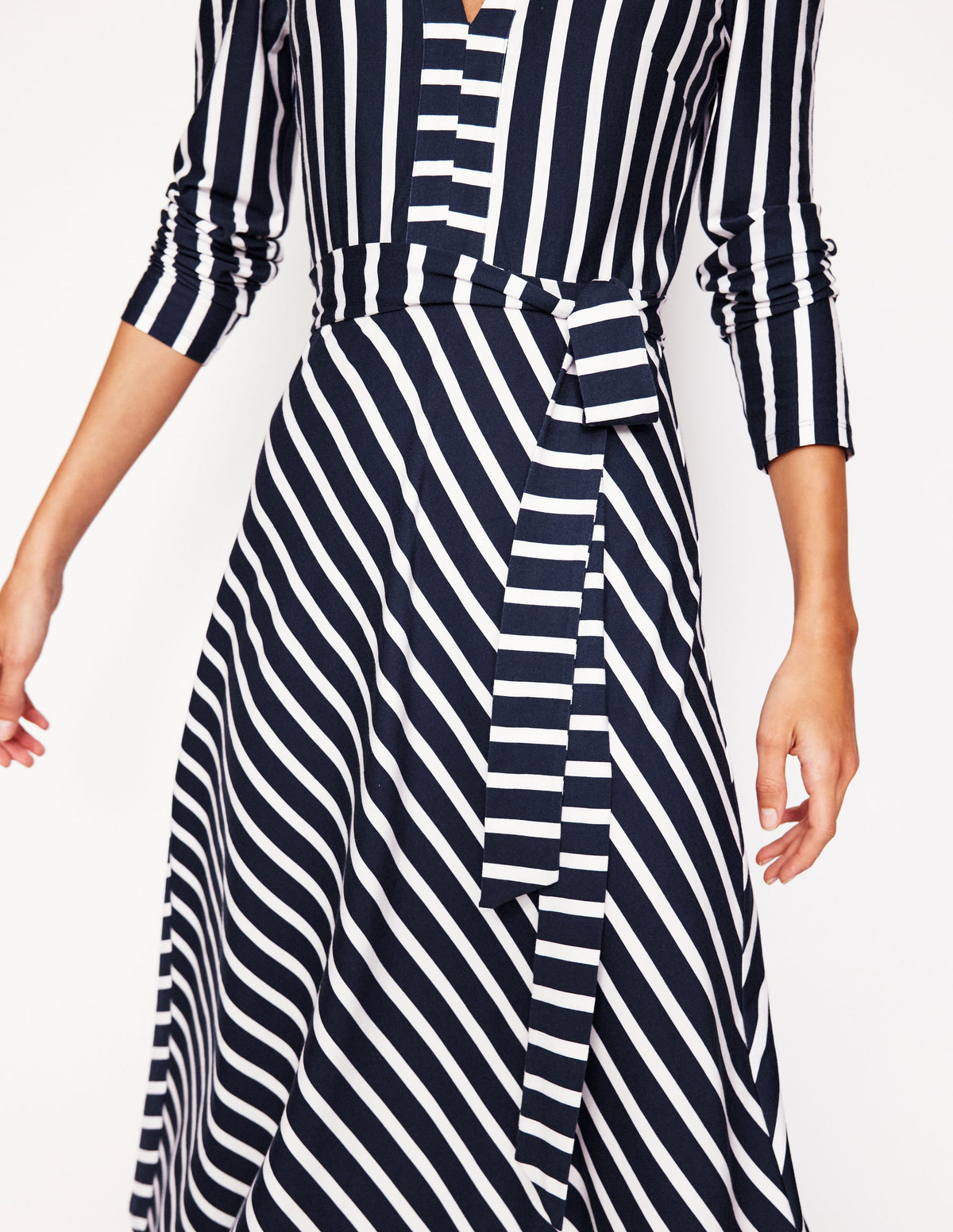 Imogen Jerseykleid mit Kragen-Französisches Navy/Naturweiß, Gestreift-2