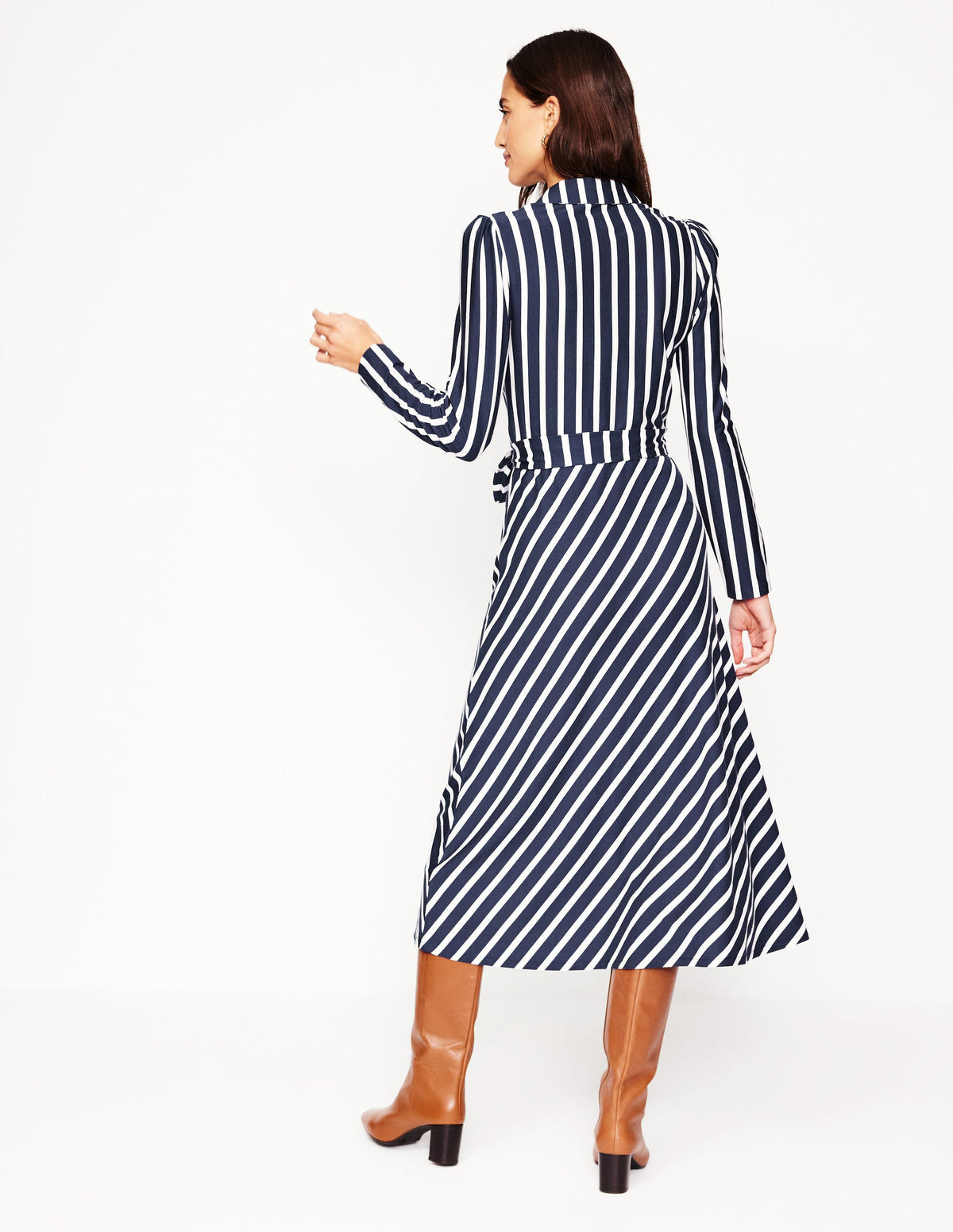 Imogen Jerseykleid mit Kragen-Französisches Navy/Naturweiß, Gestreift - Image 3
