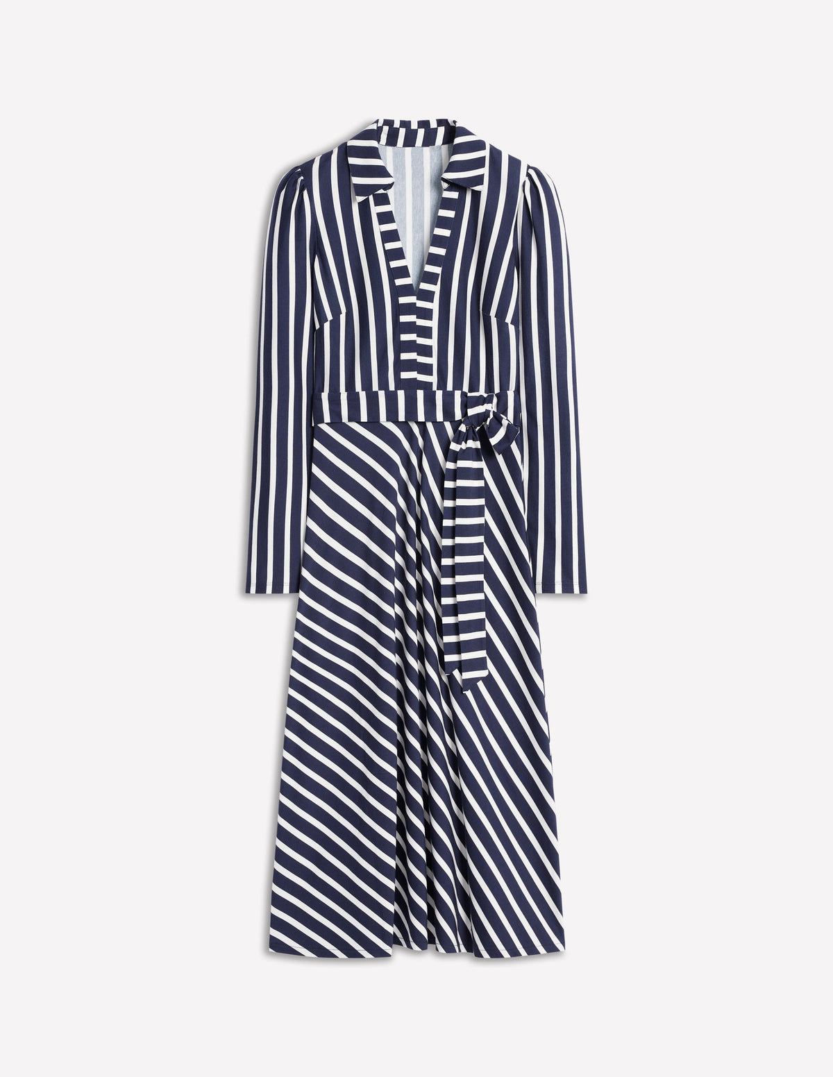 Imogen Jerseykleid mit Kragen-Französisches Navy/Naturweiß, Gestreift-6