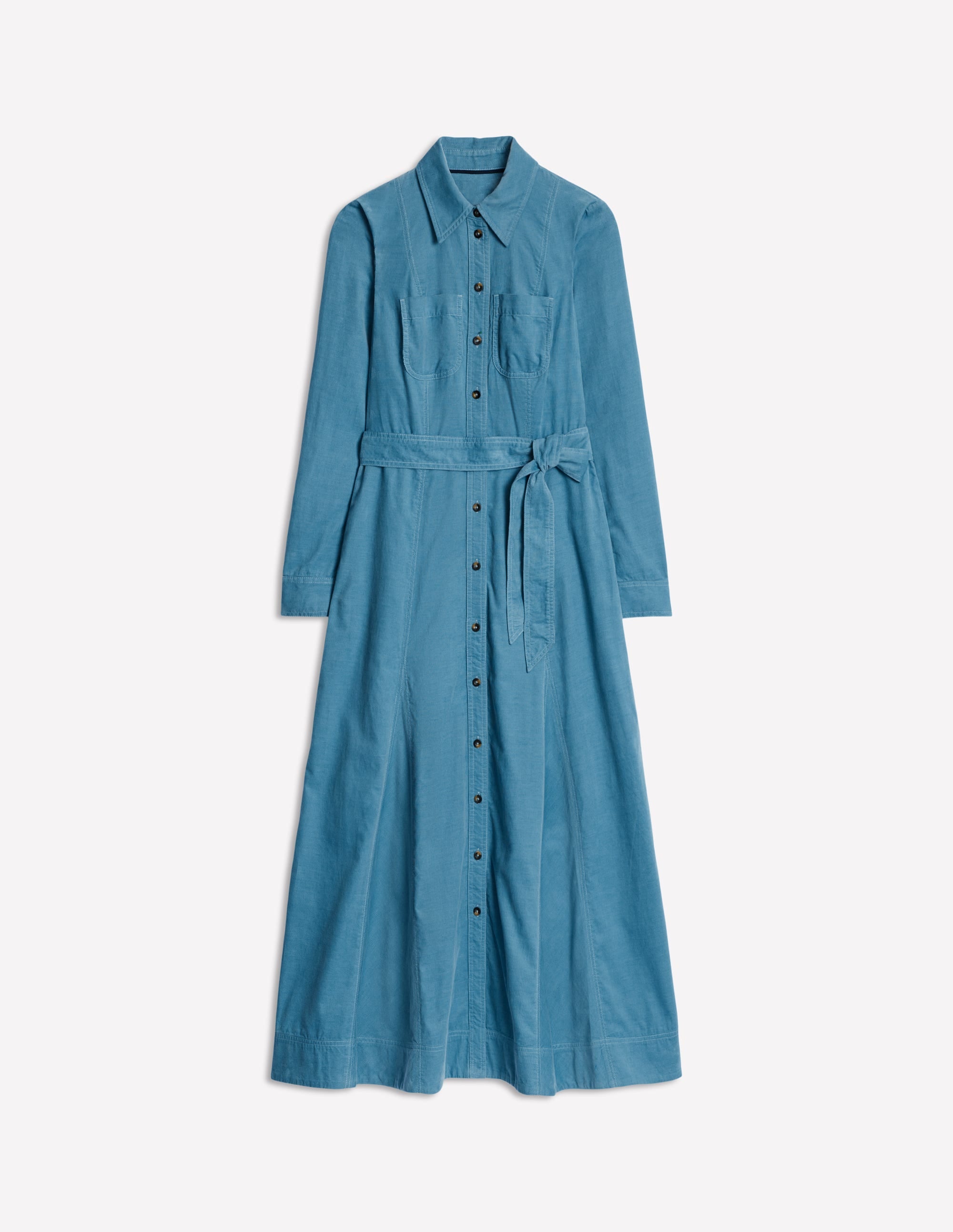 Robe-chemise midi Tess en velours côtelé-Bleu azur - Image 6