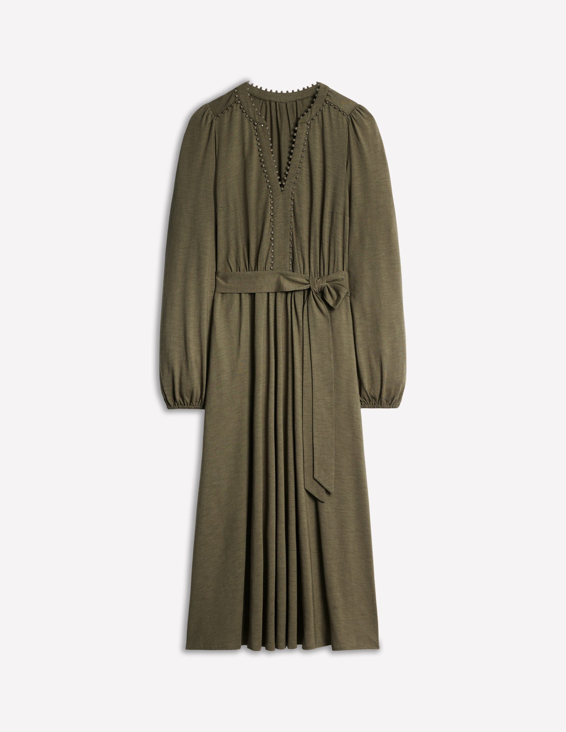Maeve Jersey-Midikleid mit Besatz-Blasses Khaki-5
