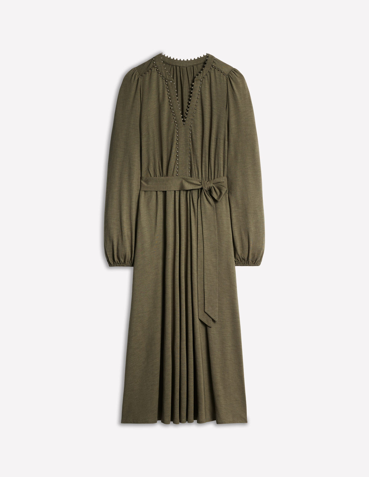 Maeve Jersey-Midikleid mit Besatz-Blasses Khaki - Image 5