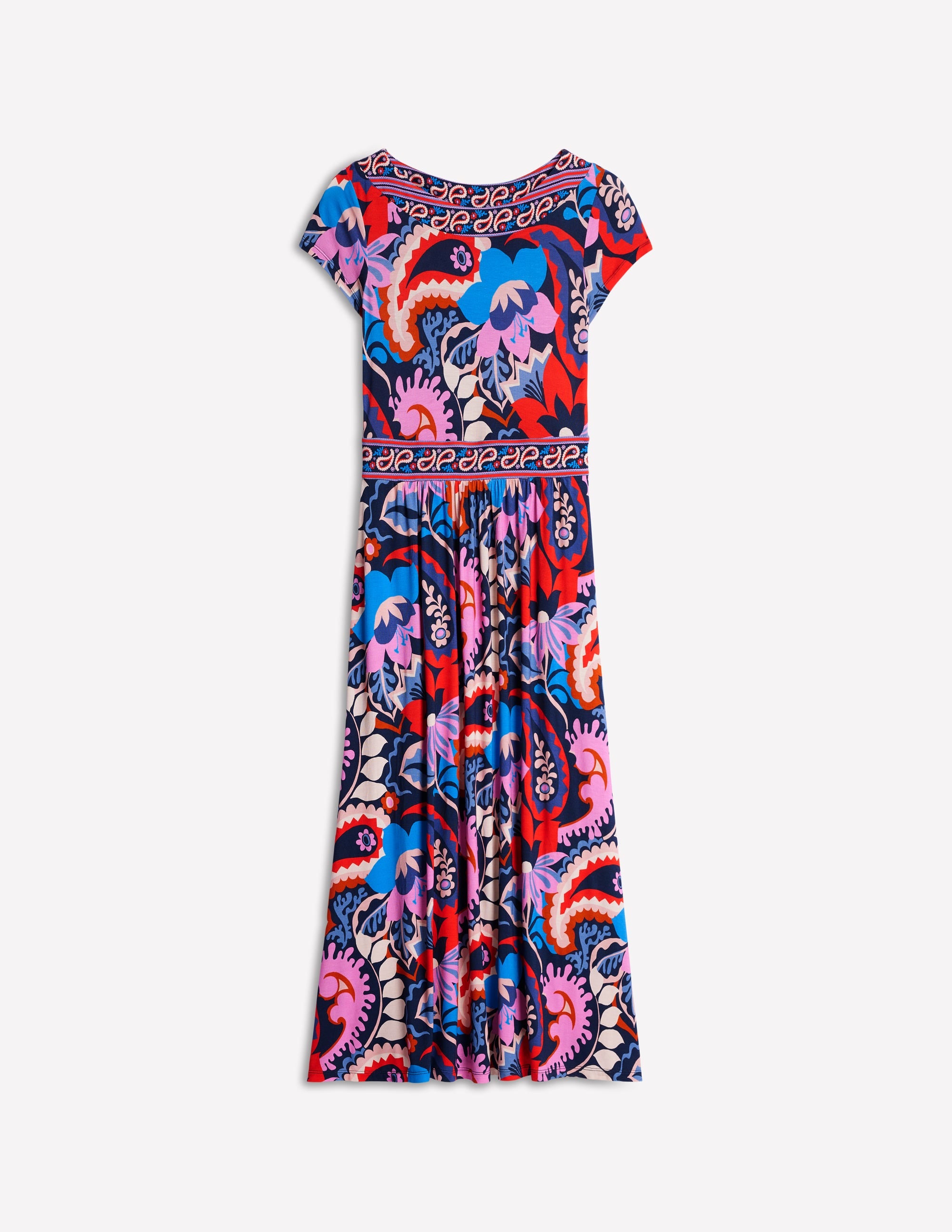 Melanie Jersey-Midikleid-Französisches Marineblau, botanisches Paisleymuster - Image 5
