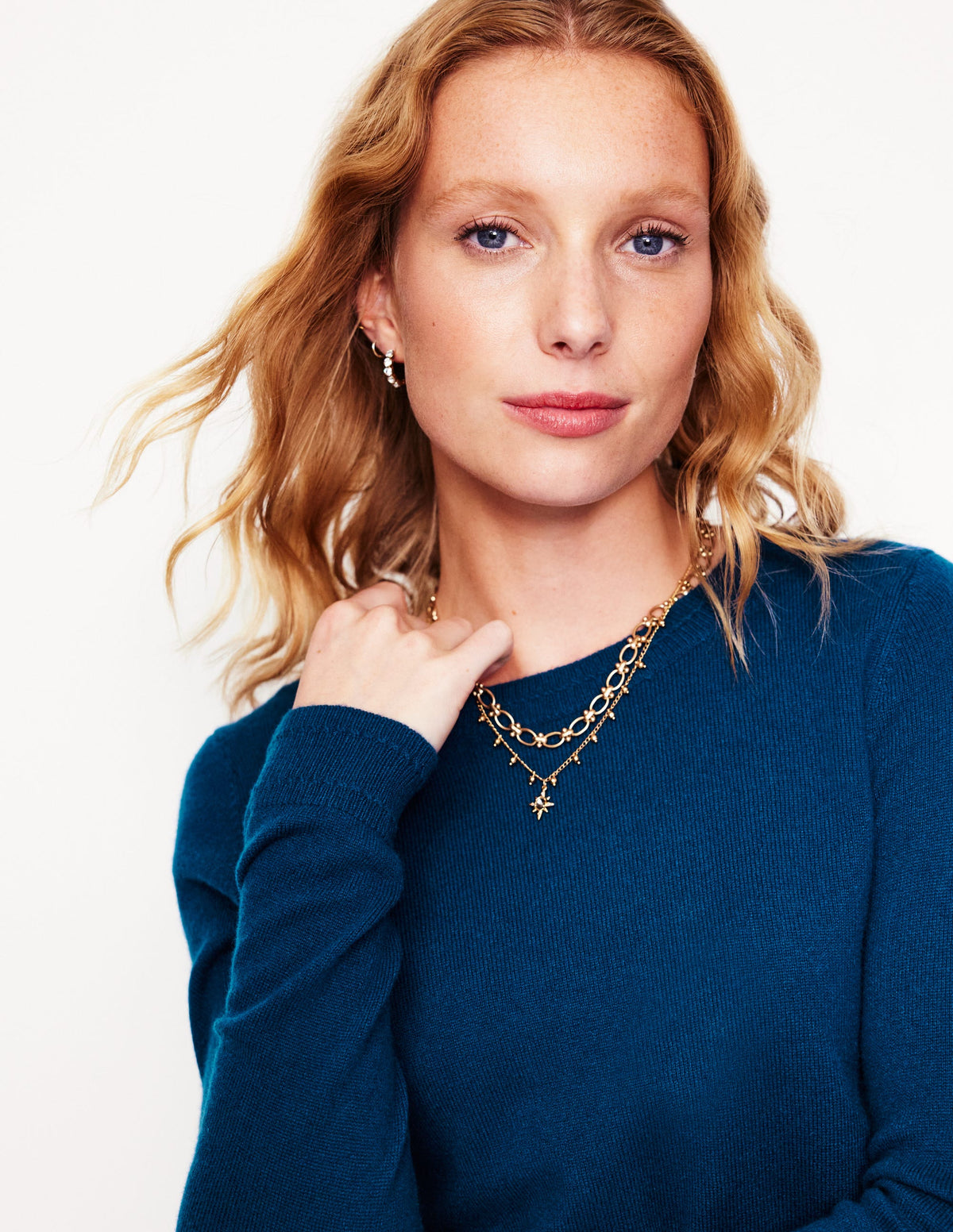 Eva Cashmere Crew Neck Jumper-Harbour Blue - Image 2