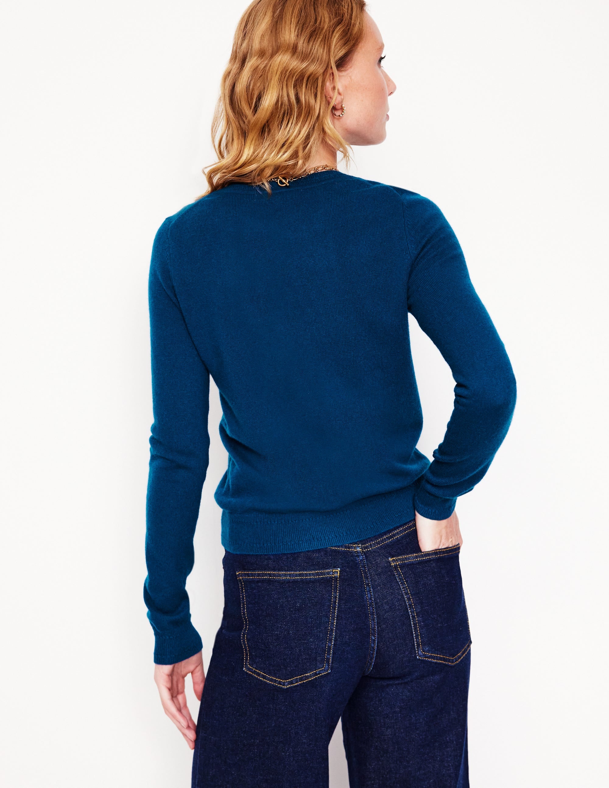 Eva Cashmere Crew Neck Jumper-Harbour Blue - Image 3