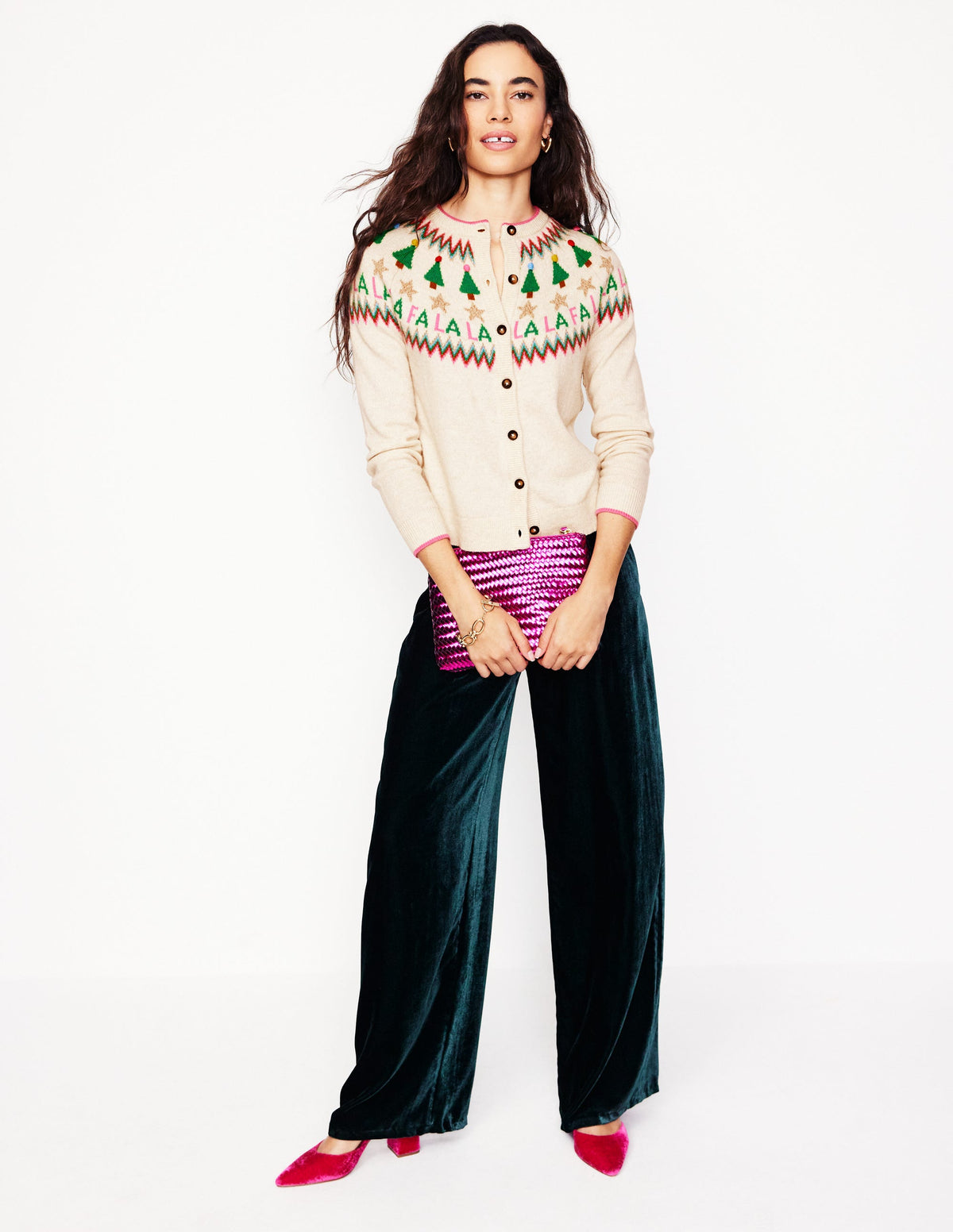 Edie Fair-Isle-Strickjacke-Beige Meliert, Fa La La - Image 5