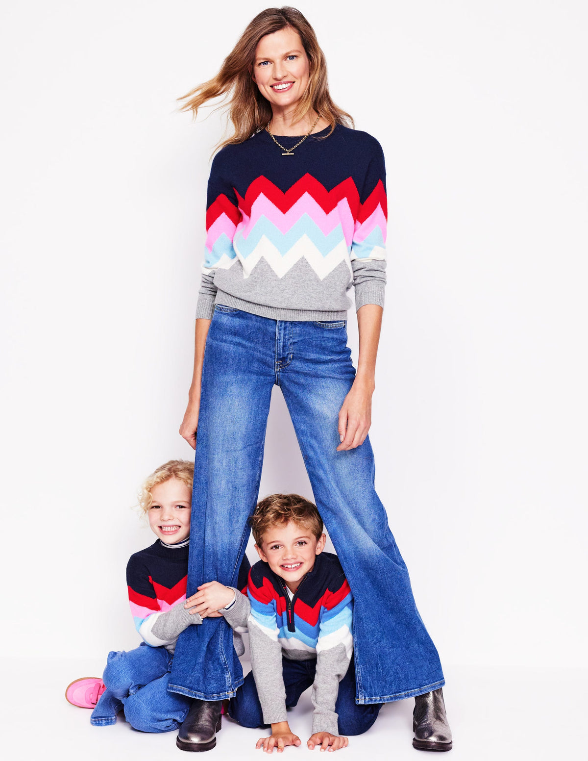 Lydia Cashmere Jumper-Navy, Zig Zag - Image 6