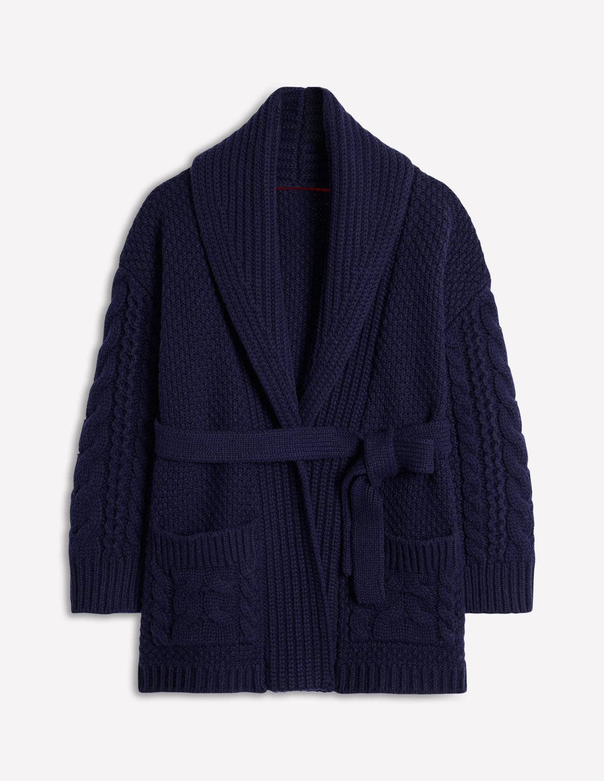 Cable Belted Cardigan-Navy - Image 6