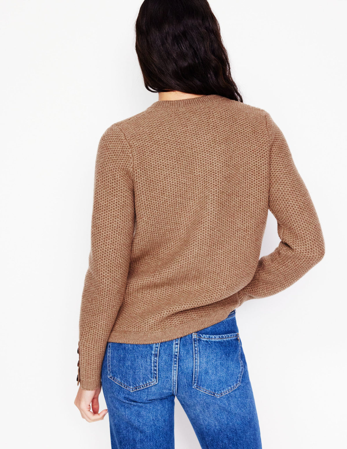 Texturierte Strickjacke mit Ziernaht-Pralinenbraun - Image 3