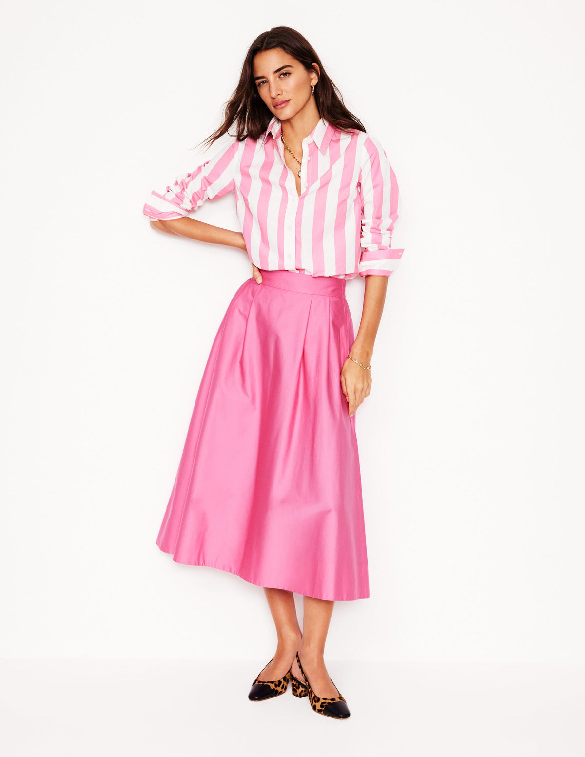 Isabella Cotton Sateen Skirt-Sorbet Pink - Image 1