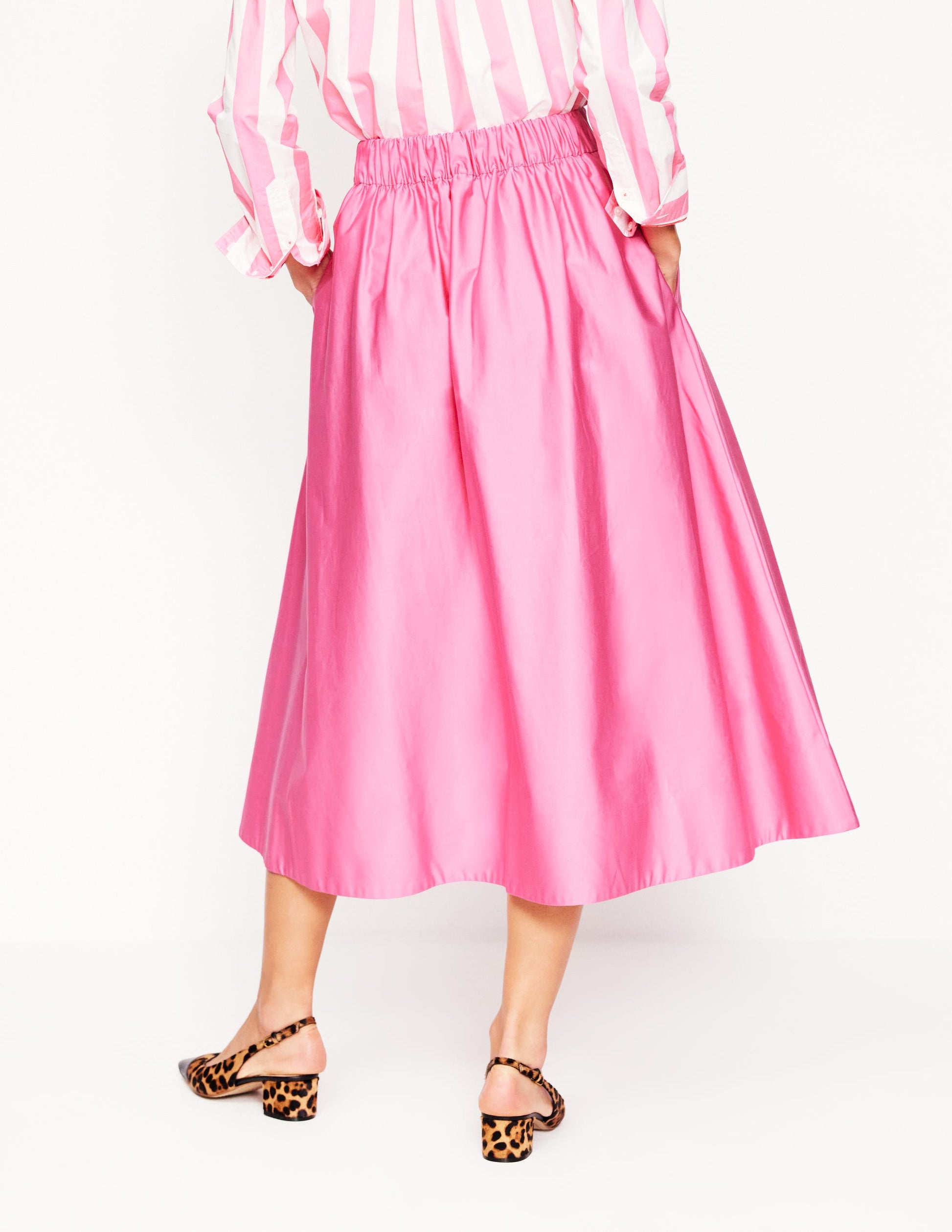 Isabella Cotton Sateen Skirt-Sorbet Pink-4