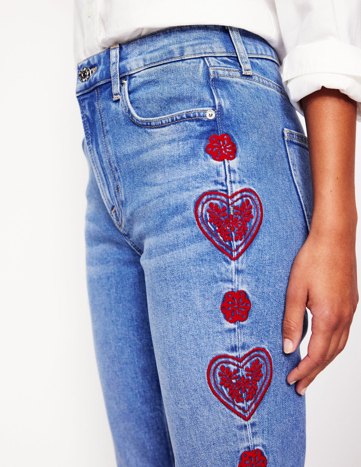 Girlfriend Jeans-Heart Embroidery - Image 3
