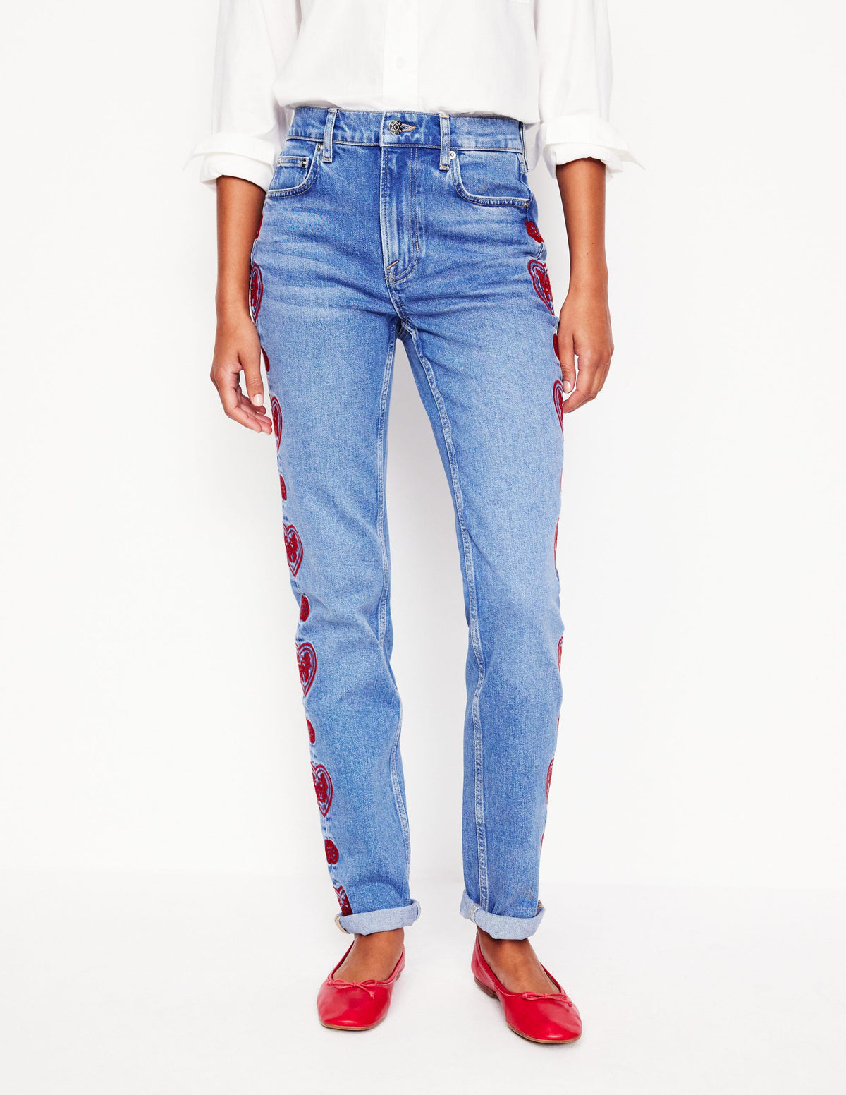Girlfriend Jeans-Heart Embroidery - Image 5
