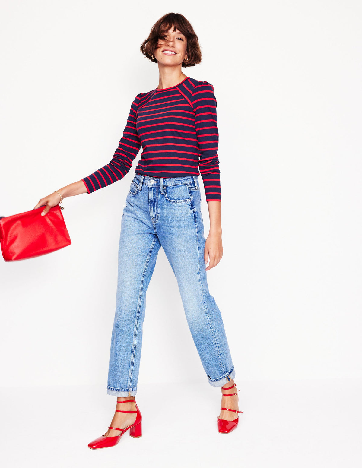 Arabella Stripe Jersey Top-Navy, Red Stripe-4