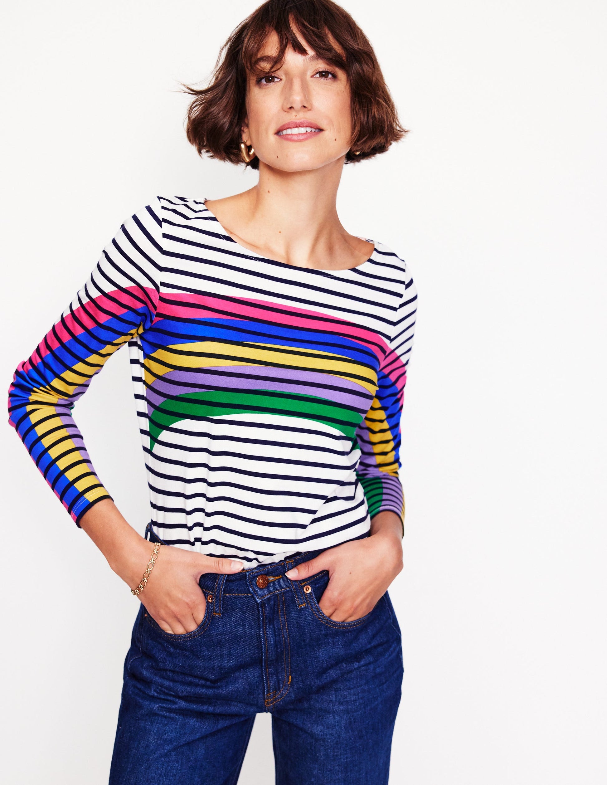 Ella Breton-Shirt mit langen Ärmeln-Bretonshirt mit Regenbogen-1