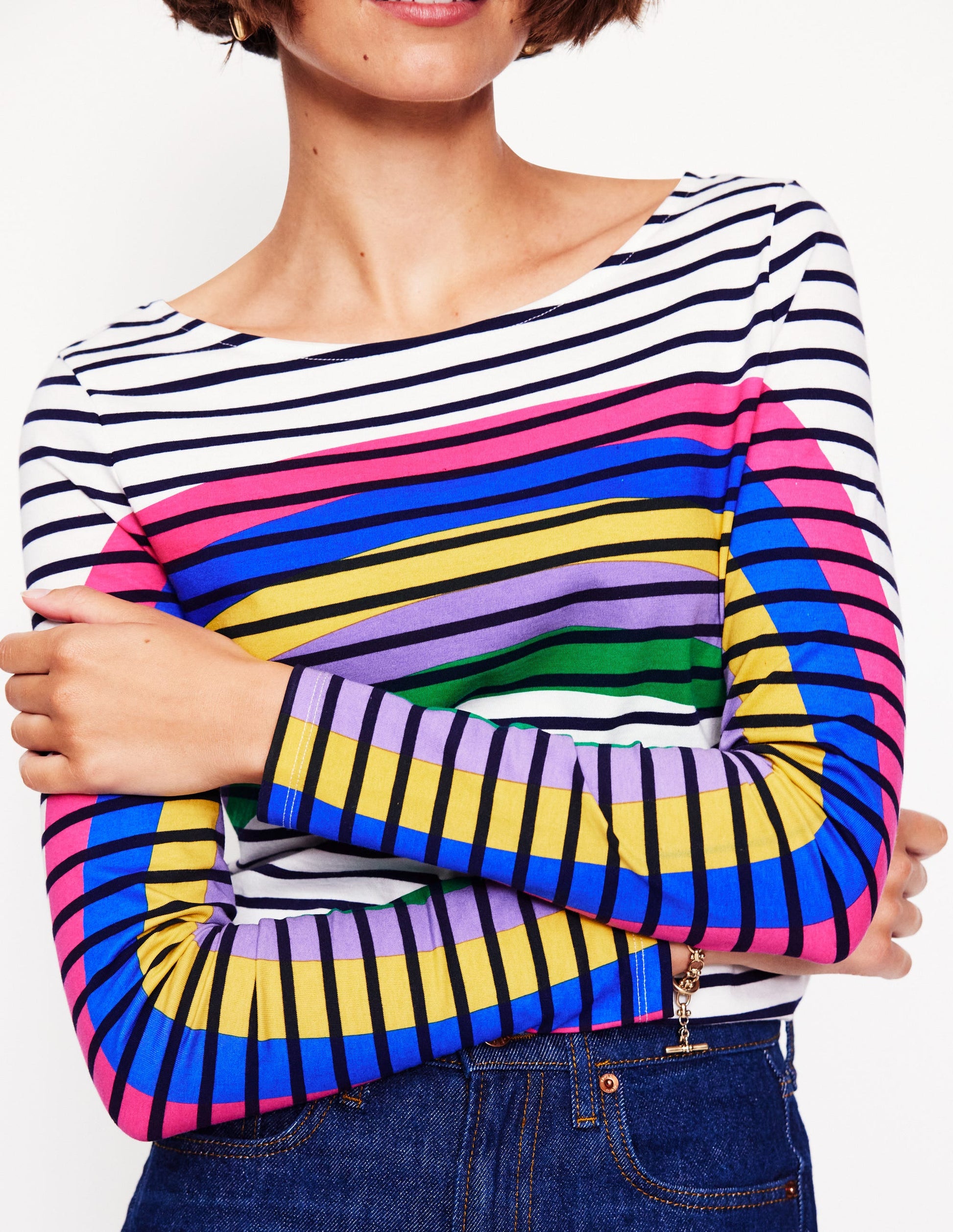 Ella Breton-Shirt mit langen Ärmeln-Bretonshirt mit Regenbogen-2