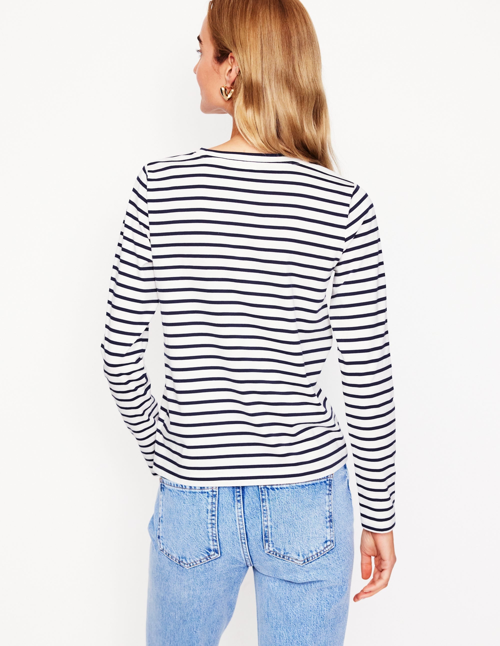 Novelty Long Sleeve Jersey Top-Ivory, Navy Heart - Image 3