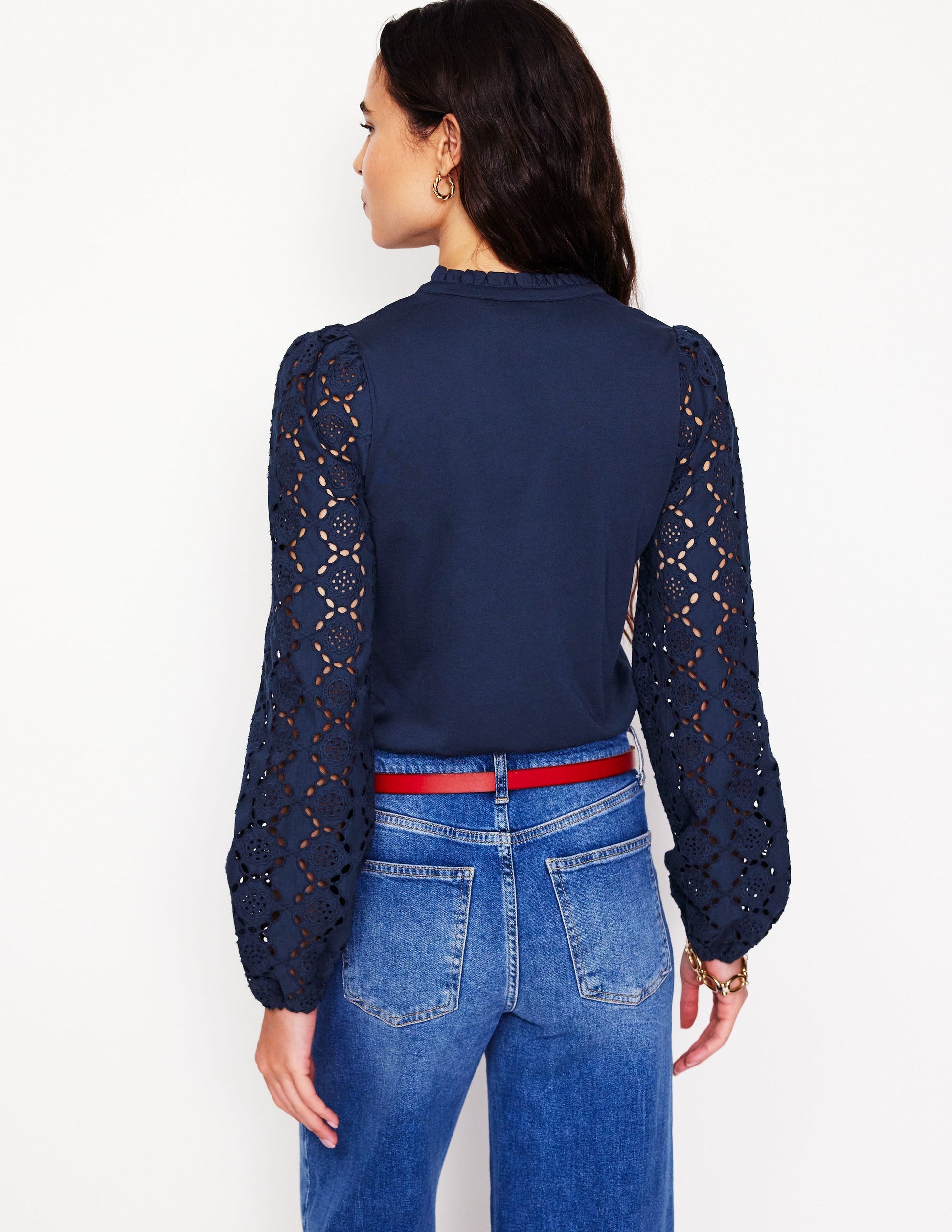 Eden Bluse mit Lochstickerei-Aqua Marine Marl-3