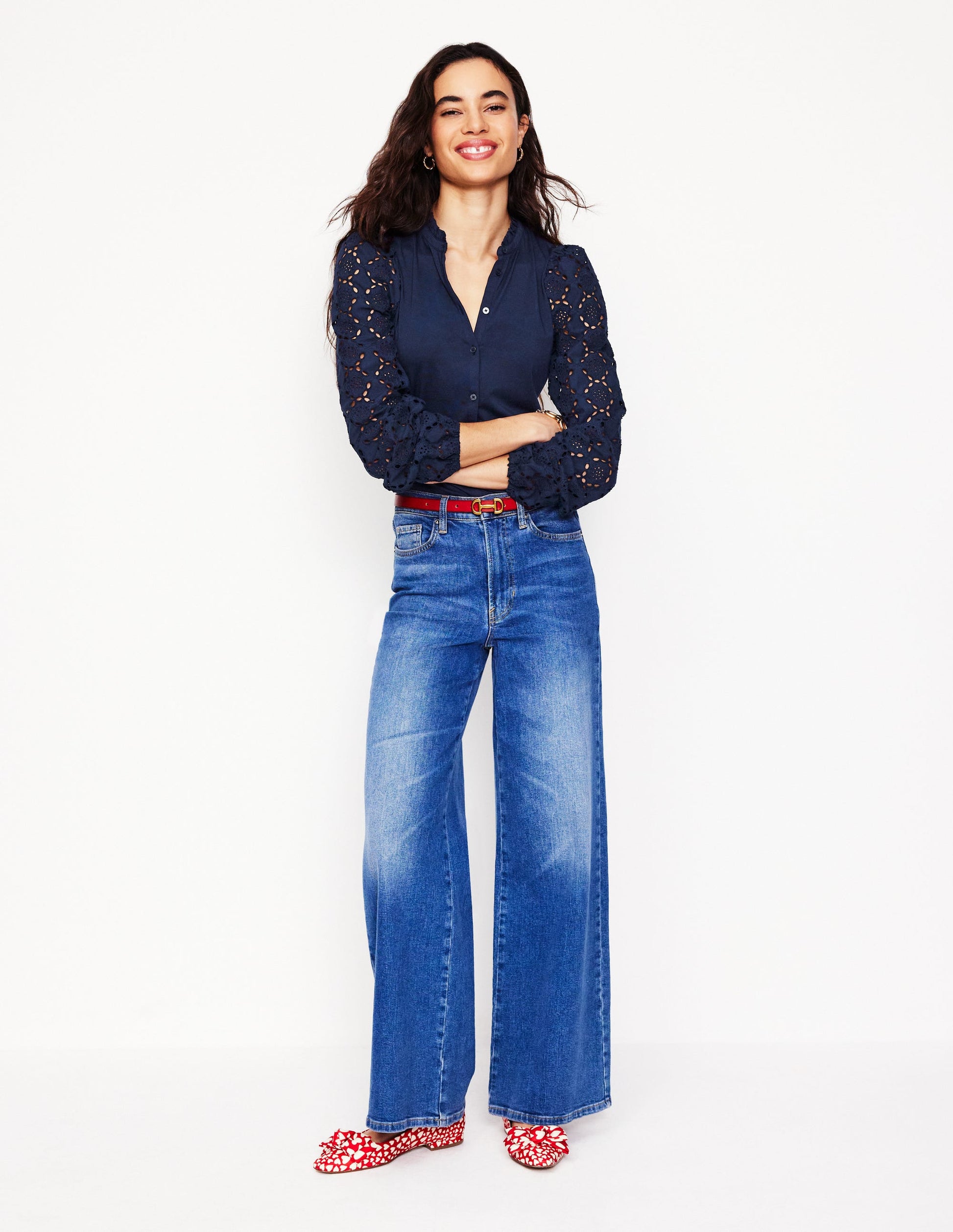 Eden Bluse mit Lochstickerei-Aqua Marine Marl-4
