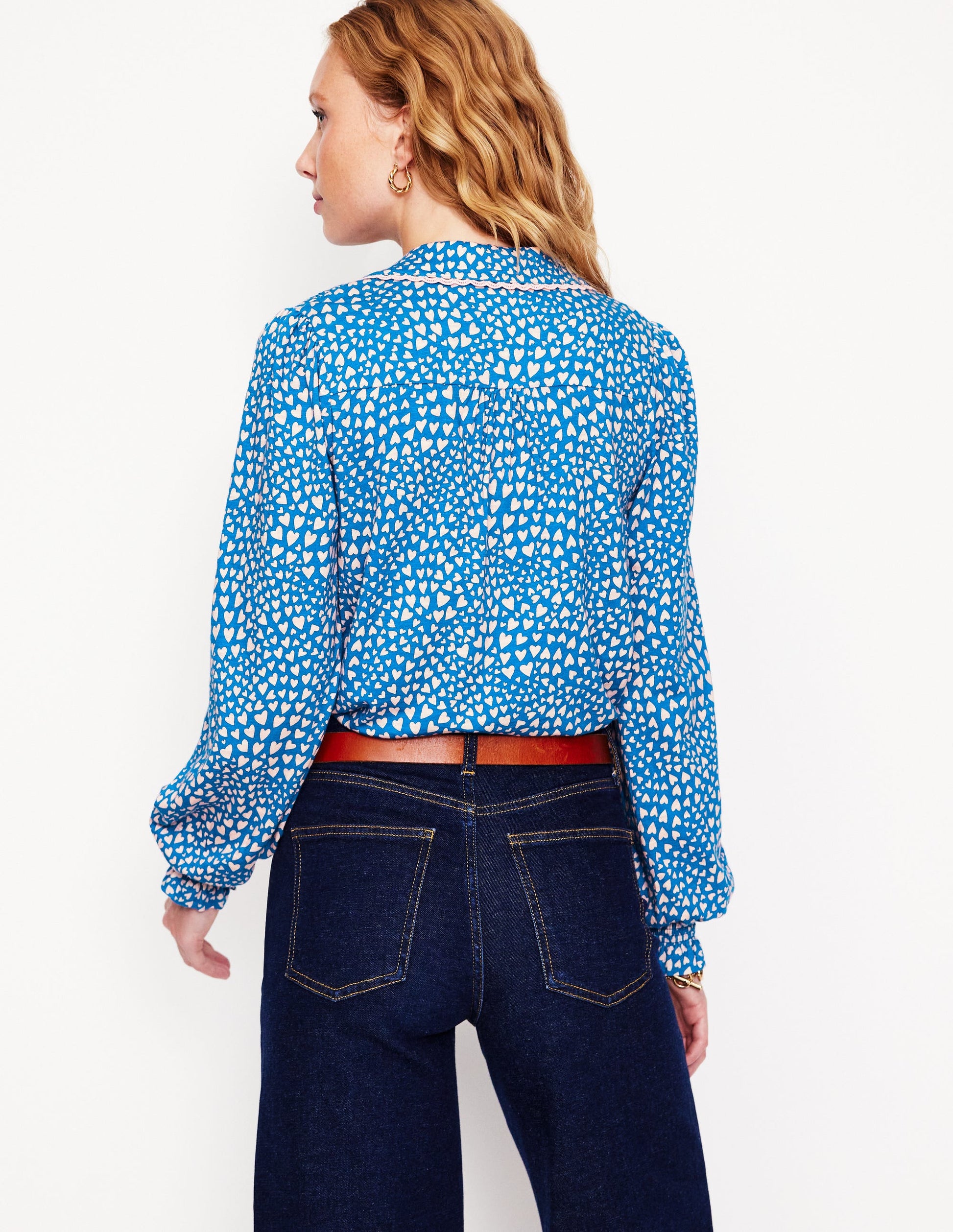 Smocked Jersey Shirt-Gallery Blue, Heart Cluster-4