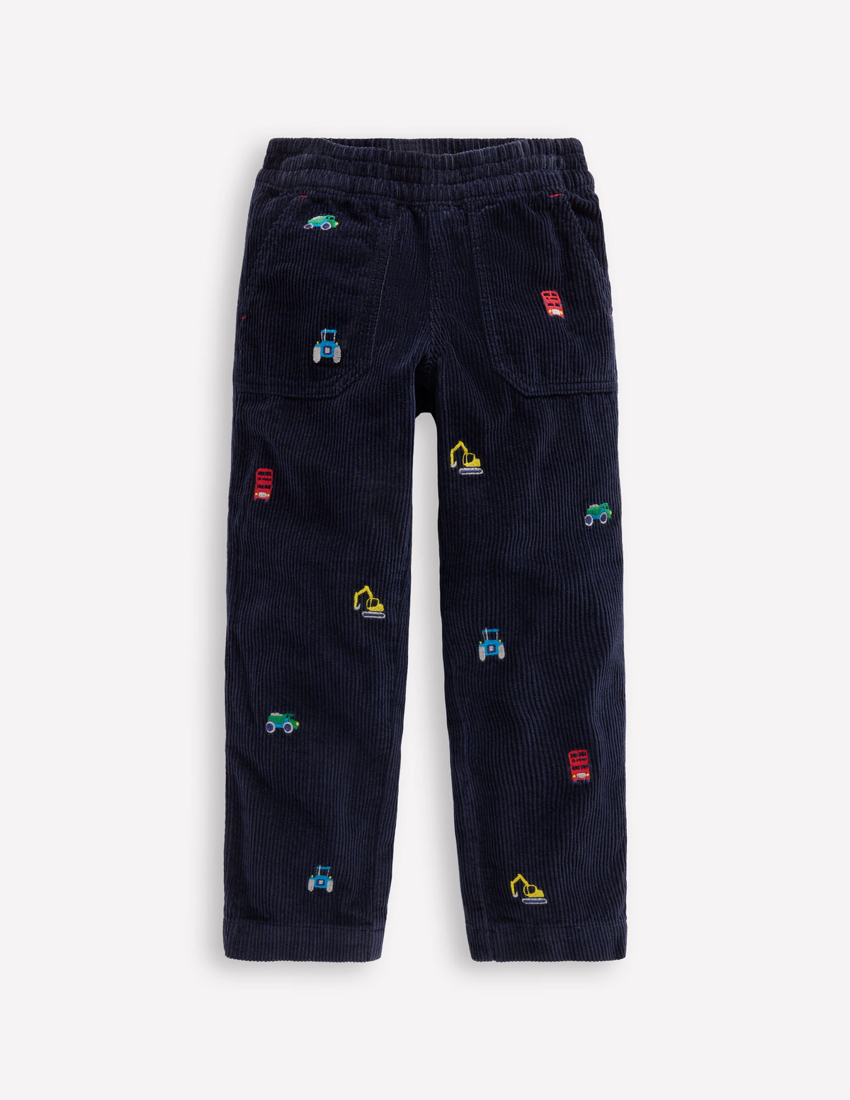 Pantalon à enfiler en velours côtelé-Broderies construction - Image 1