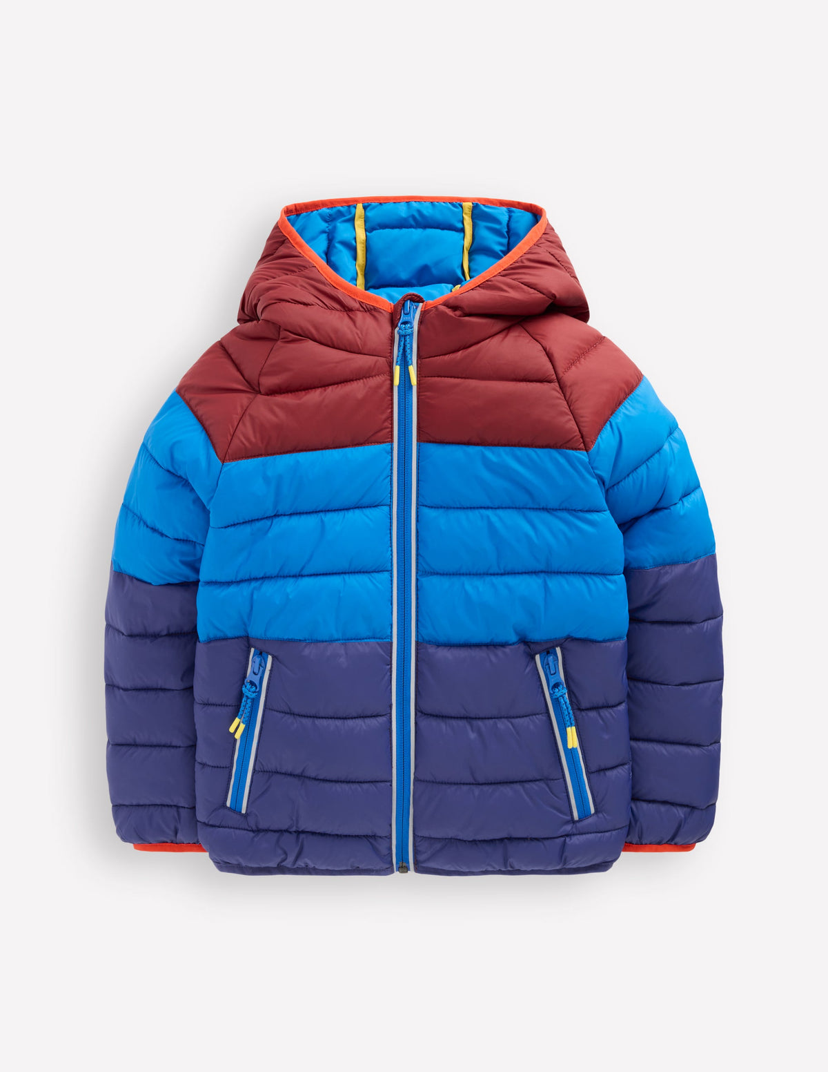 Bequem verstaubare, wattierte Jacke-Blau Blockfarben - Image 1