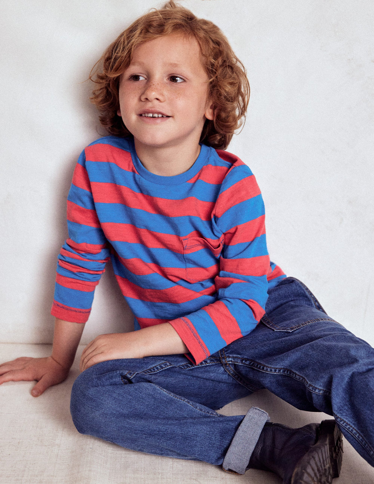 Everyday Long Sleeve T-Shirt-Kingfisher Blue/ Jam Red-3