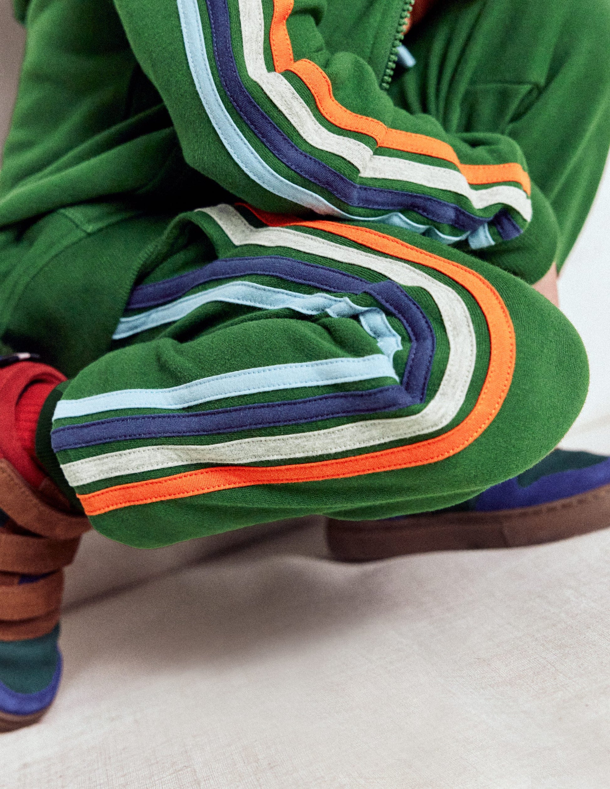 Rainbow Stripe Joggers-Pine Green-2