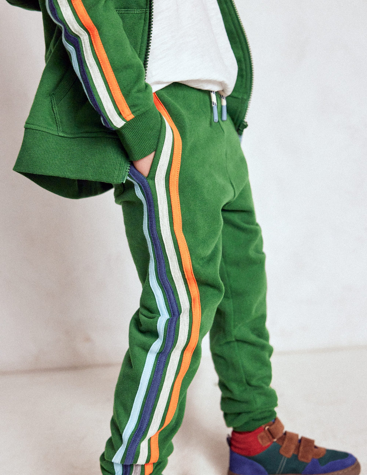 Rainbow Stripe Joggers-Pine Green - Image 3