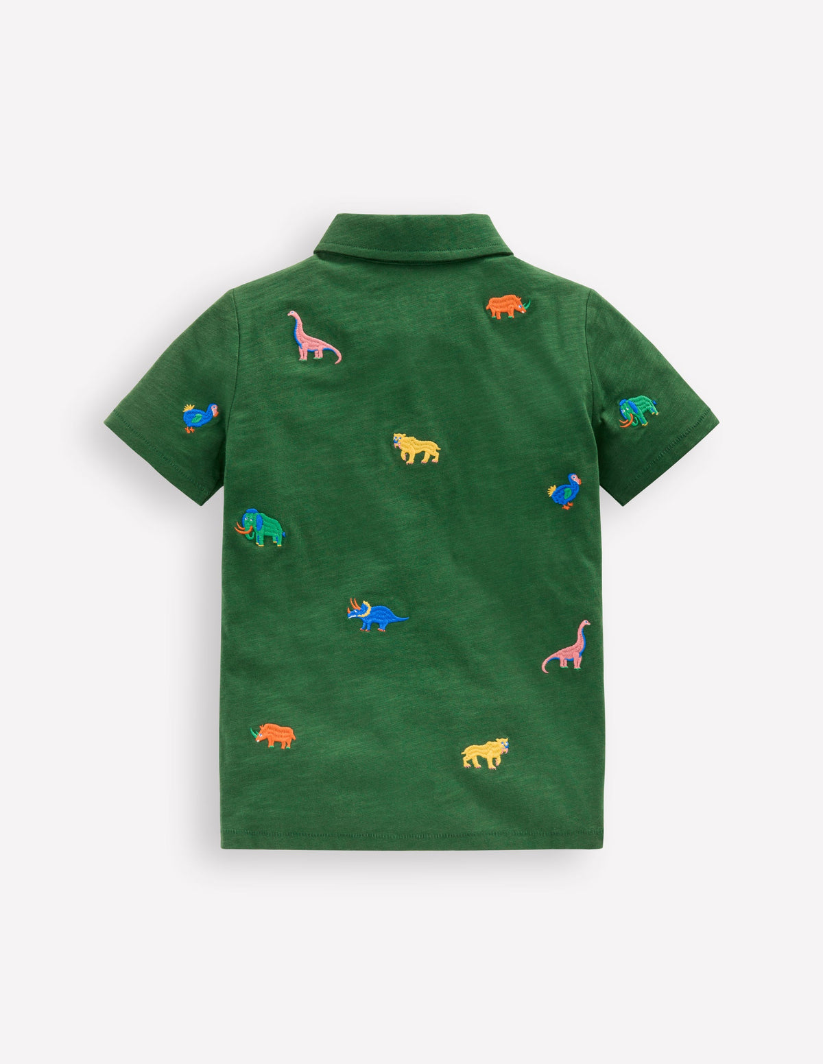 Besticktes Flammgarn-Polohemd-Prähistorische Tiere Stickerei - Image 2