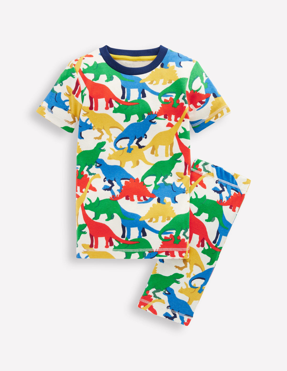 Kuscheliger, kurzer Schlafanzug-Bunt Dinos-1