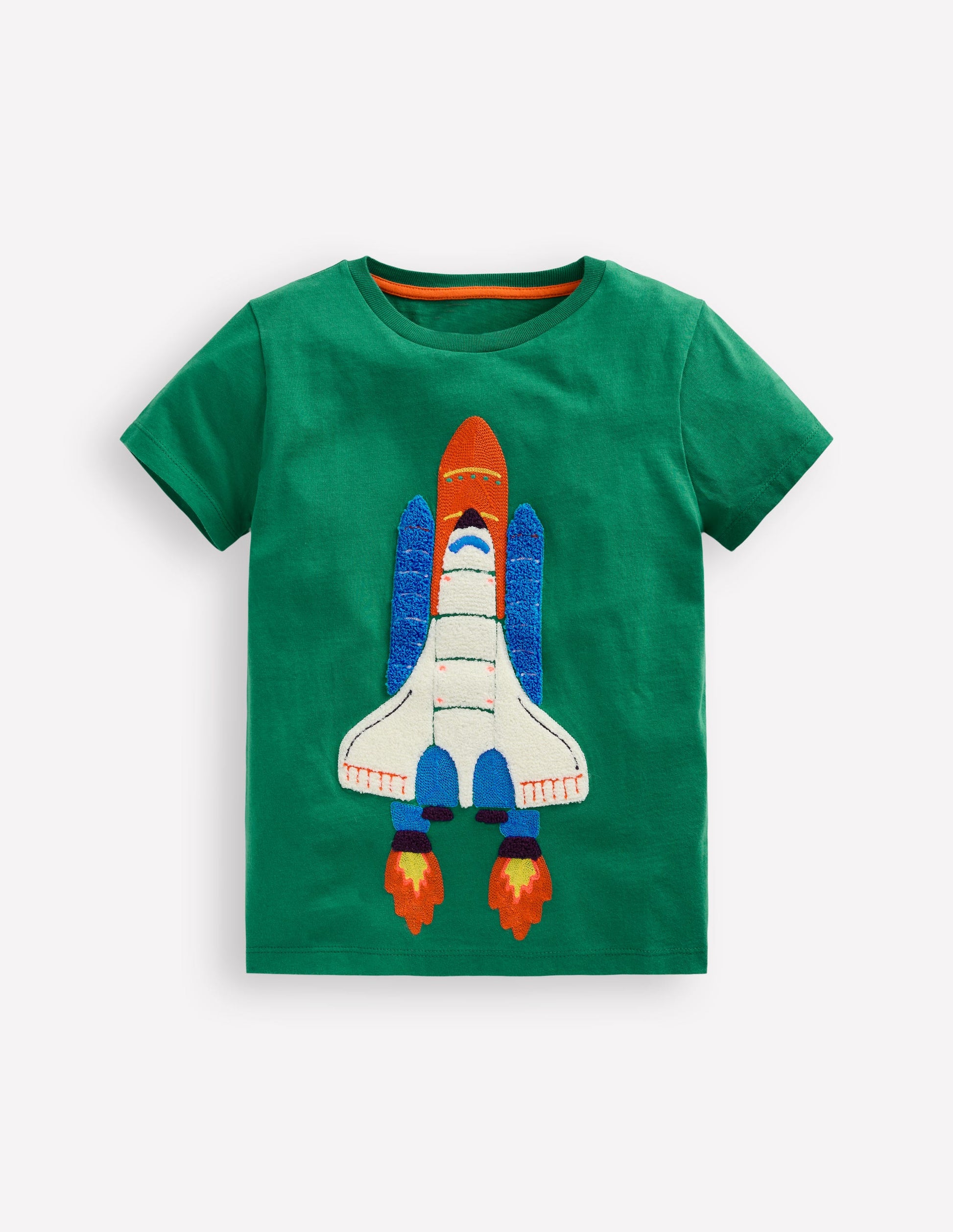 Short Sleeve Bouclé T-shirt-Shady Green Rocket-1