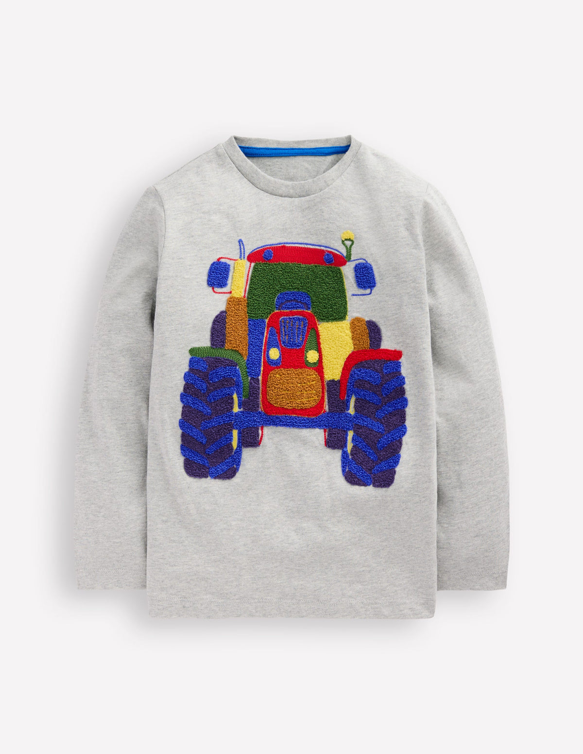 Long Sleeve Bouclé T-shirt-Grey Marl Tractor - Image 1