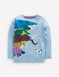 Langarmshirt mit Druck-Gletscherblau Prähistorisch