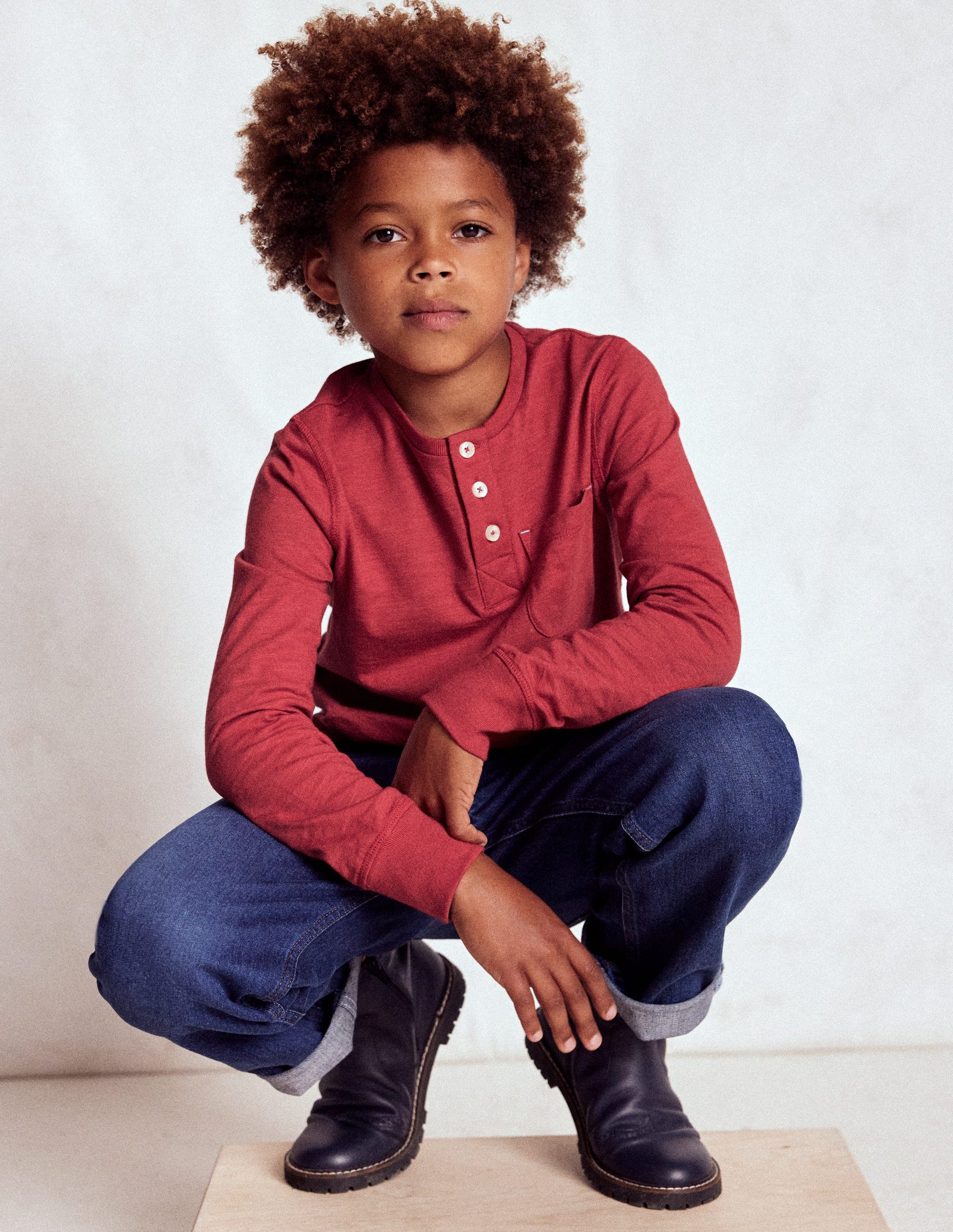 Everyday Henley T-shirt-Pomegranate red-1