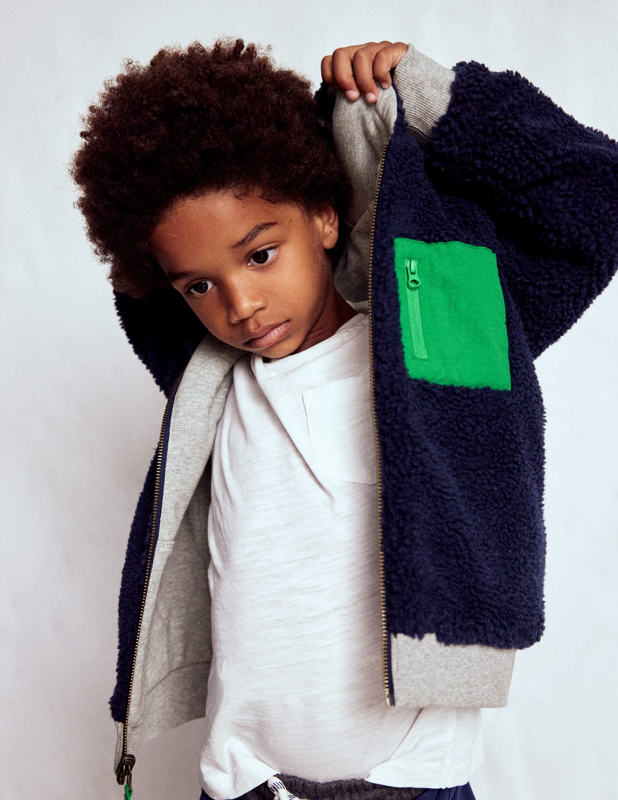 Wendbarer Teddy-Kapuzenpullover-Grau Meliert - Image 1