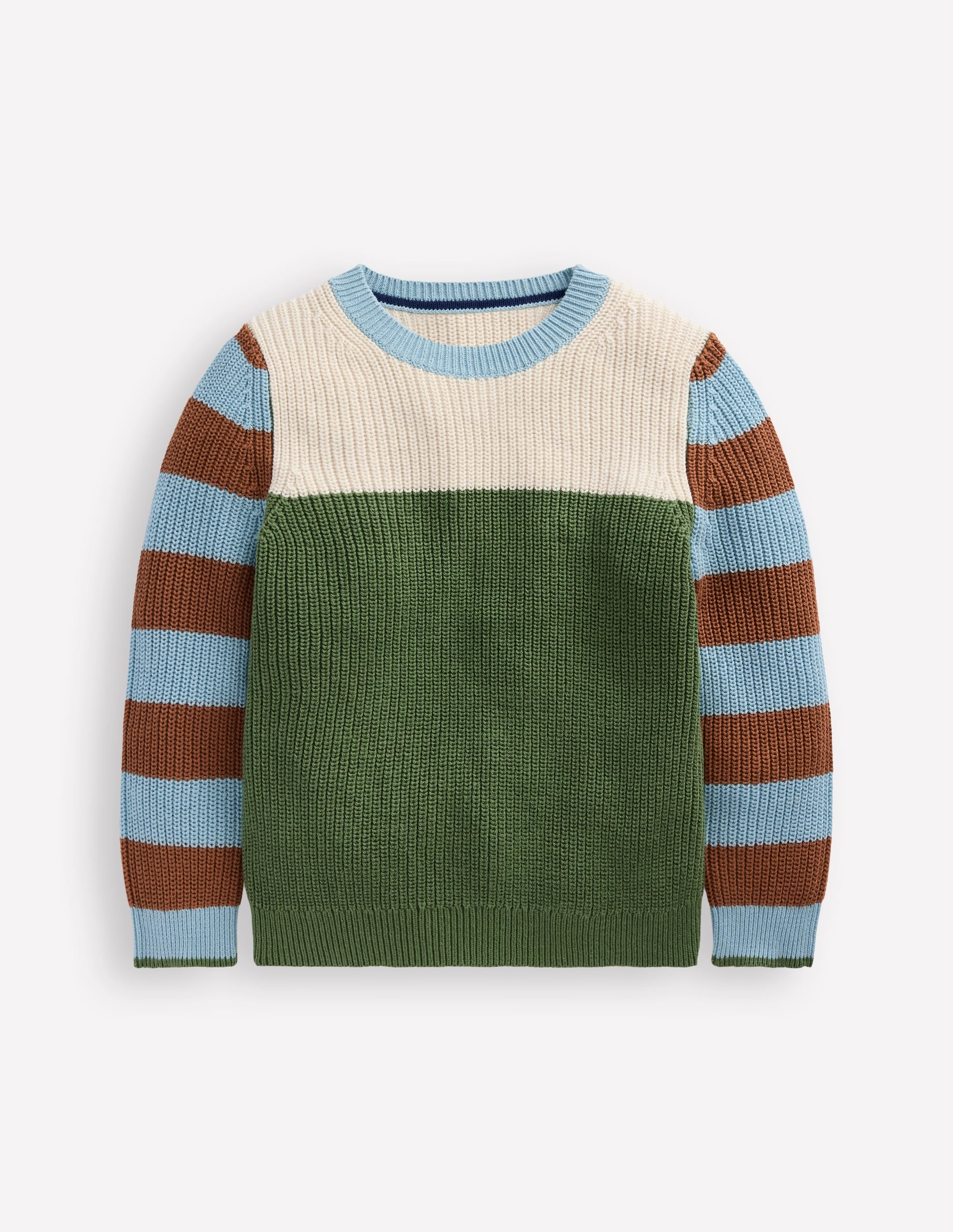 Baumwollpullover für den Alltag-Beige Meliert/Safarigrün - Image 1