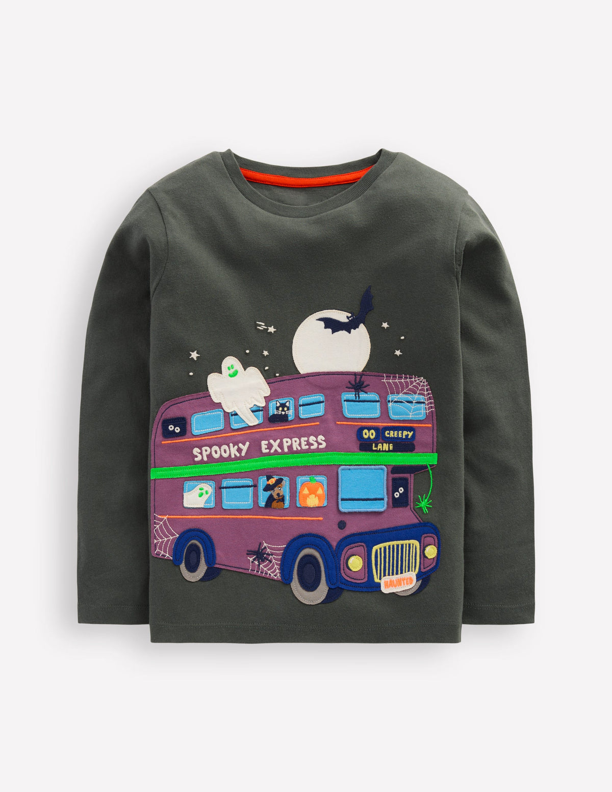 T-Shirt mit Klappe-Rauchgrau Halloween-Bus - Image 1