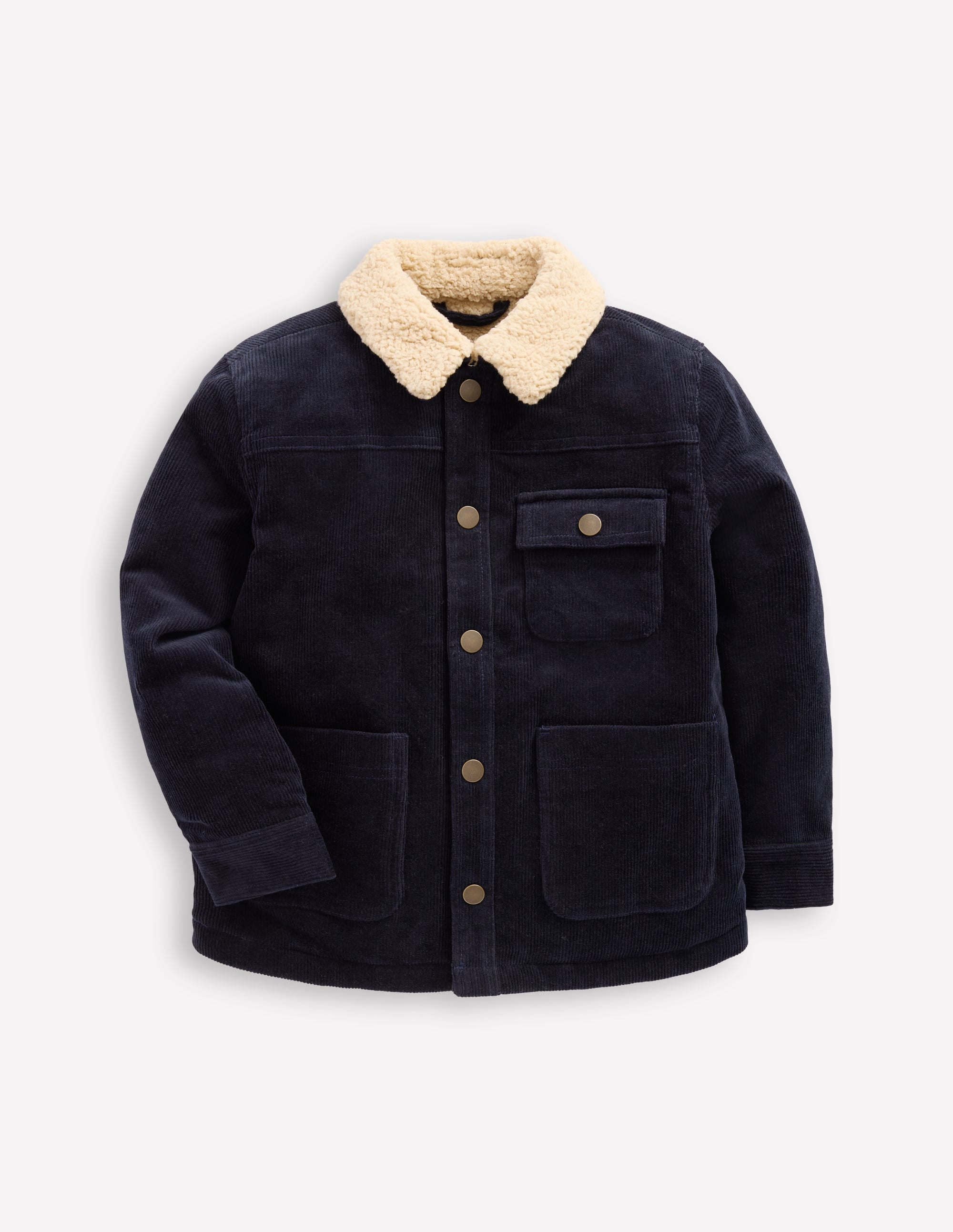 Cordjacke mit Teddyfellfutter-Schuluniform-Marineblau - Image 1