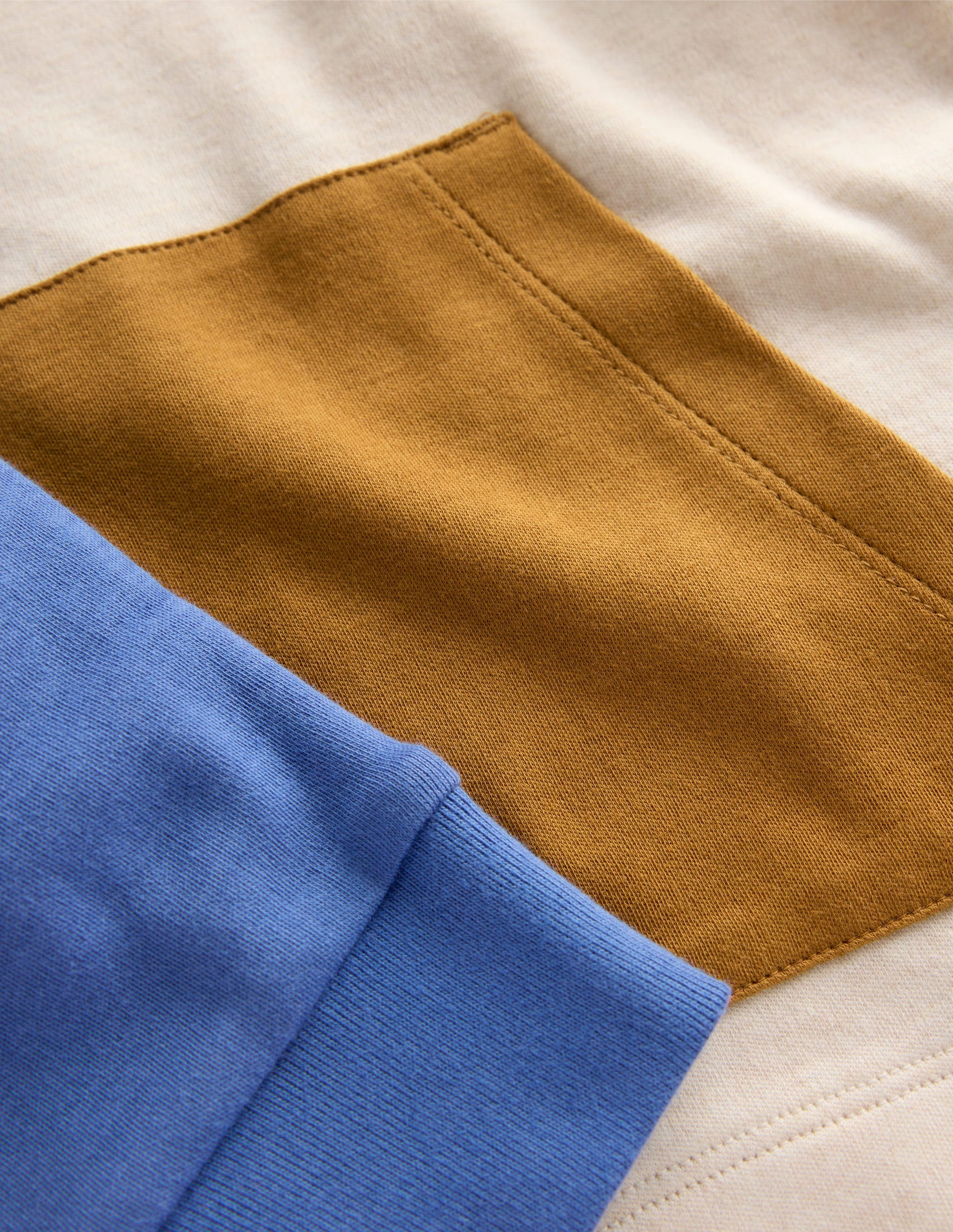 Mittelschwerer Kapuzenpullover-Haferbeige meliert/Flussblau-6