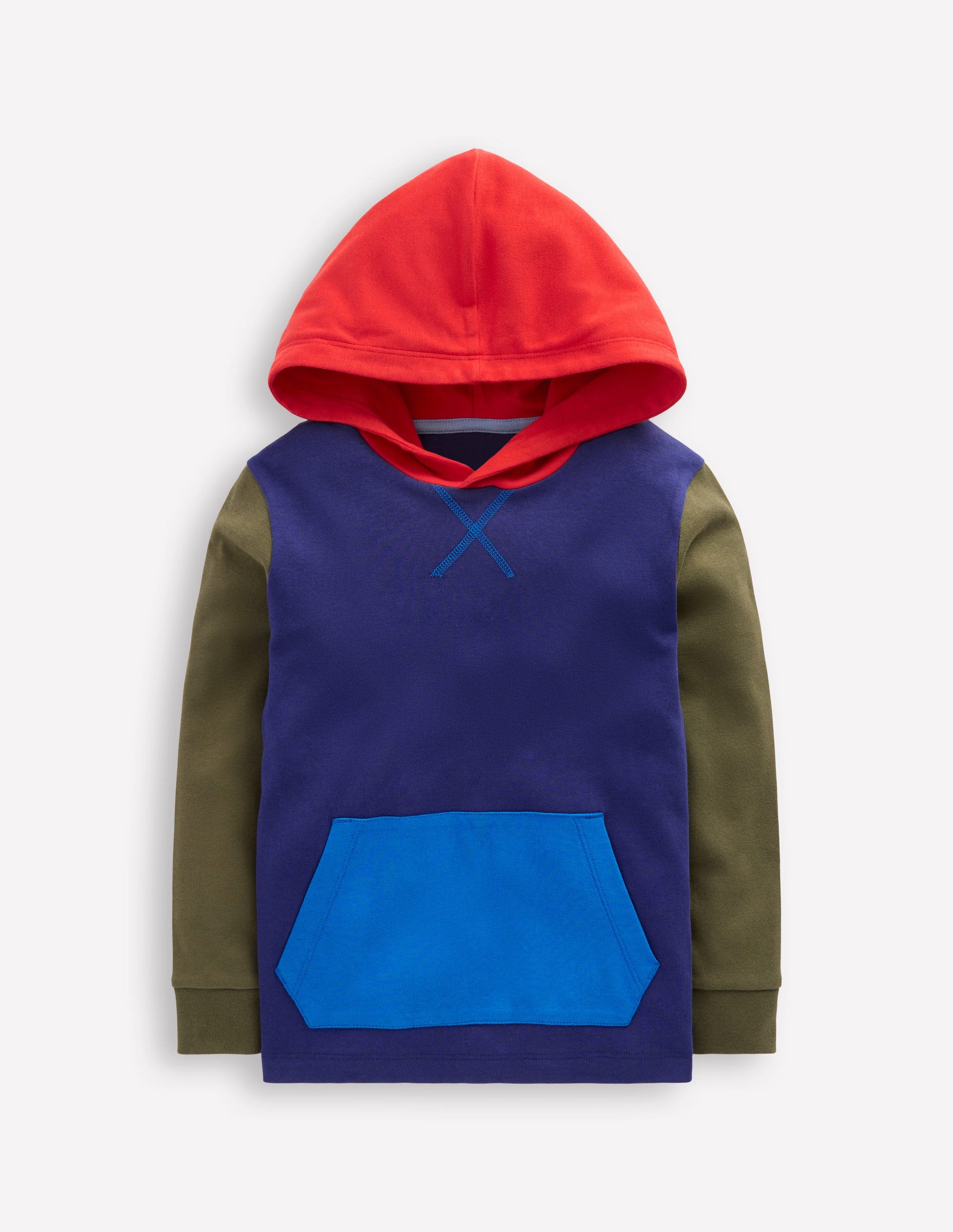 Mittelschwerer Kapuzenpullover-Steuerbordblau/Waldgrün-4