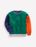 Sweatshirt in Blockfarben-Schmucksteingrün Blockfarben