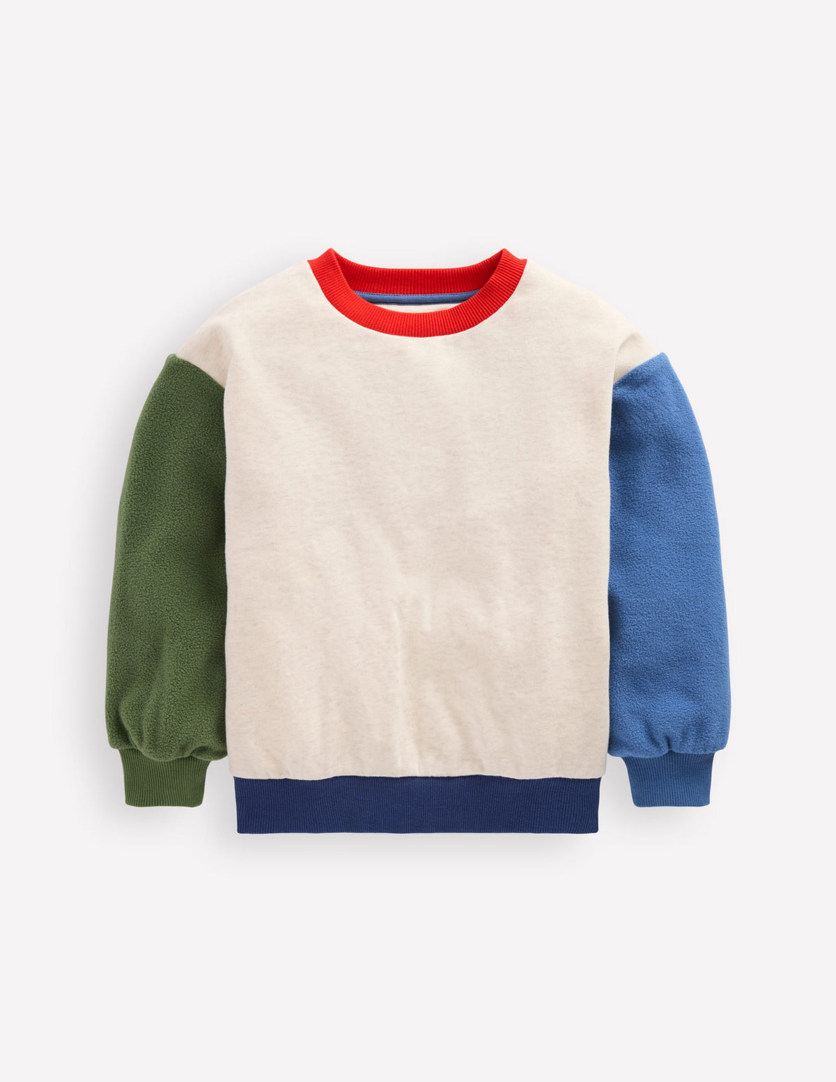 Sweatshirt in Blockfarben-Haferbeige meliert Blockfarben-1