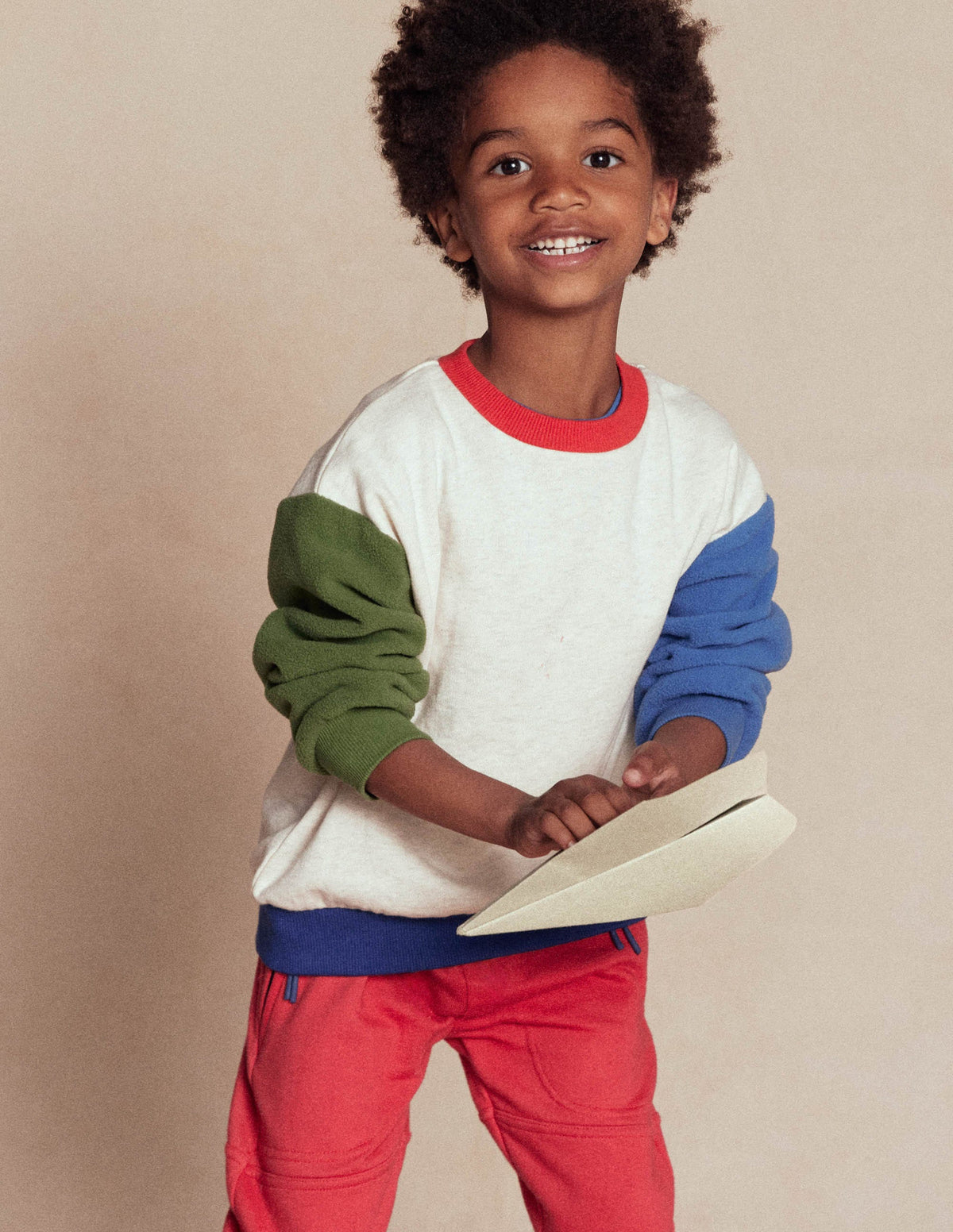 Sweatshirt in Blockfarben-Haferbeige meliert Blockfarben - Image 4
