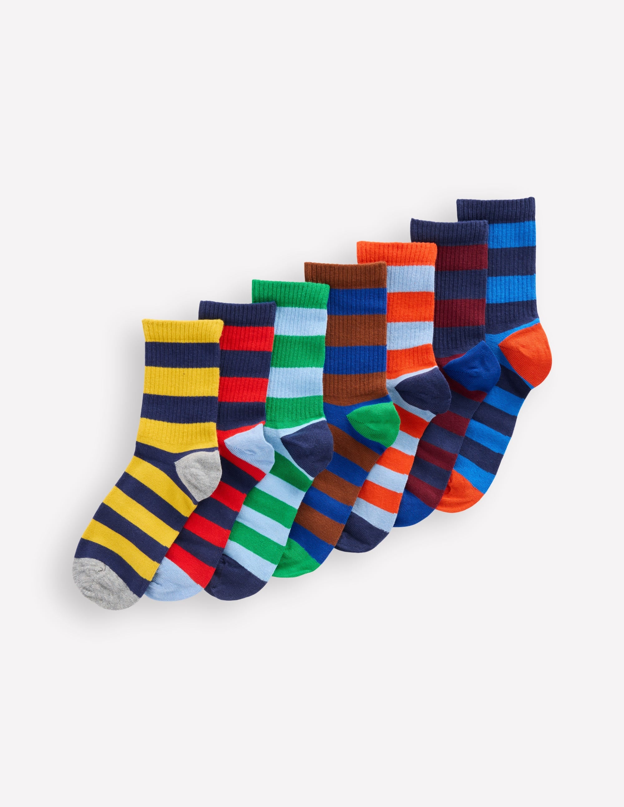 Gerippte Socken im 7er-Pack-Ackerbohnengrün/Pink, Gestreift - Image 1