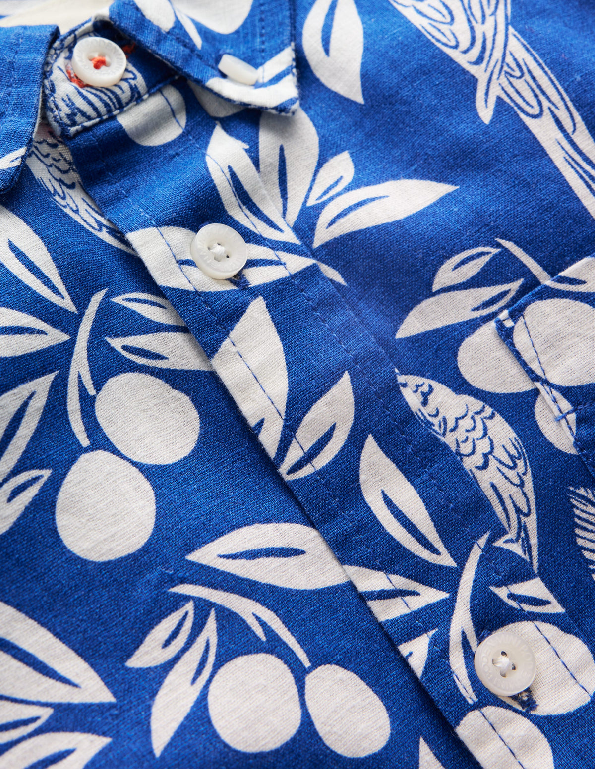 Cotton Linen Shirt-Blue Parrot Palm - Image 7