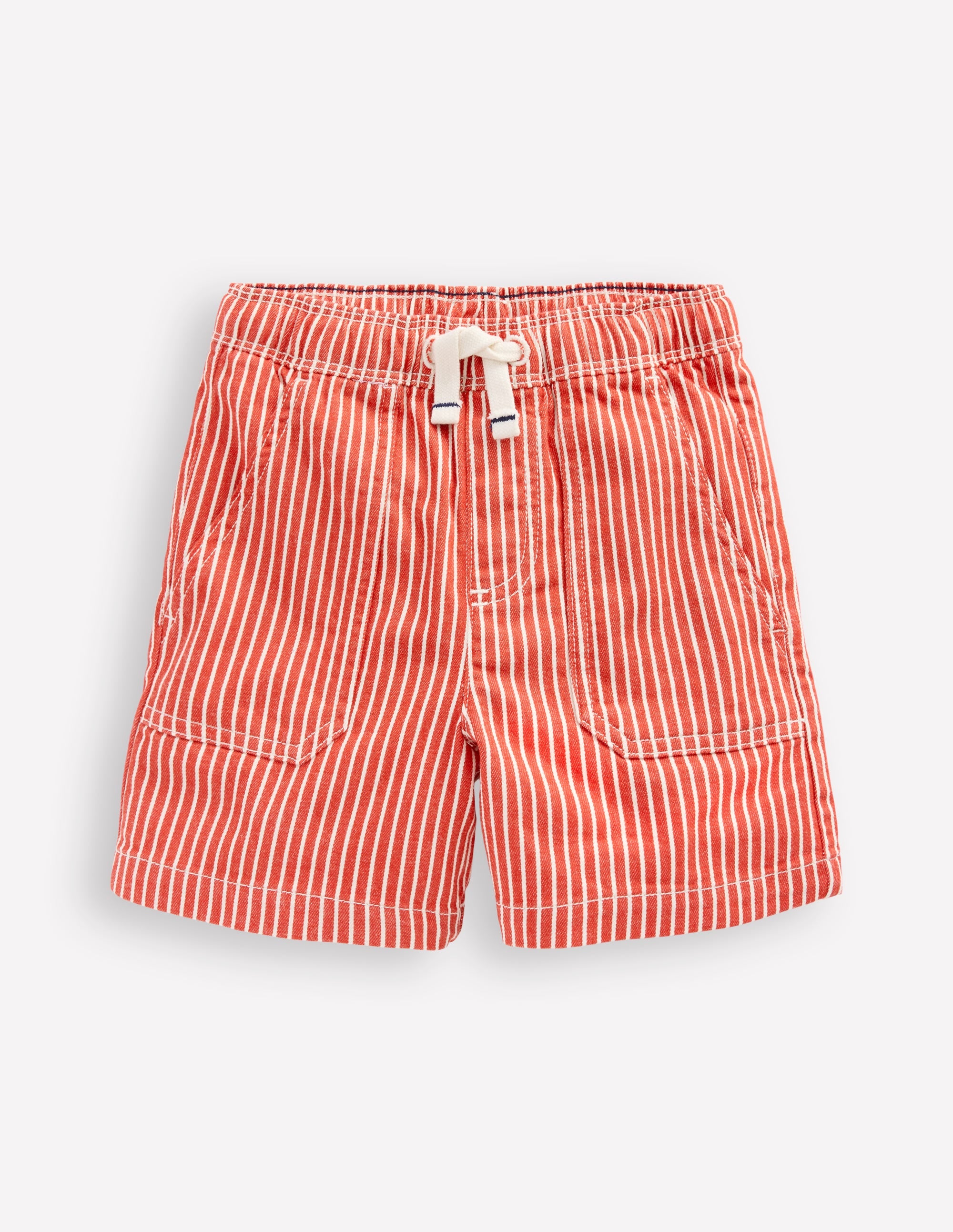 Baumwollshorts zum Hineinschlüpfen-Rot, Feine Streifen - Image 1